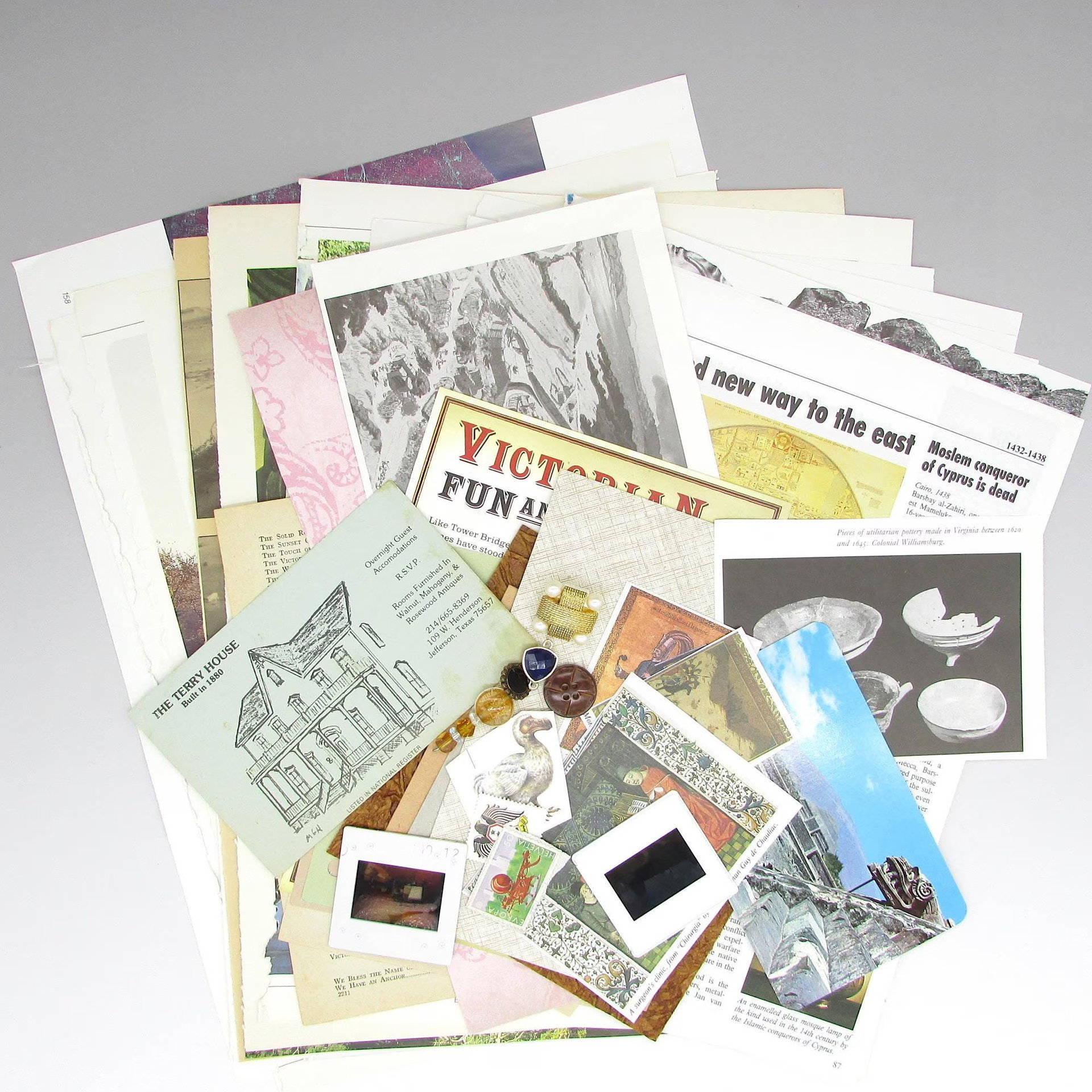 History Scrapbooking Collage Starter Pack, Mixed Media Junk Journal Bundle 100pc