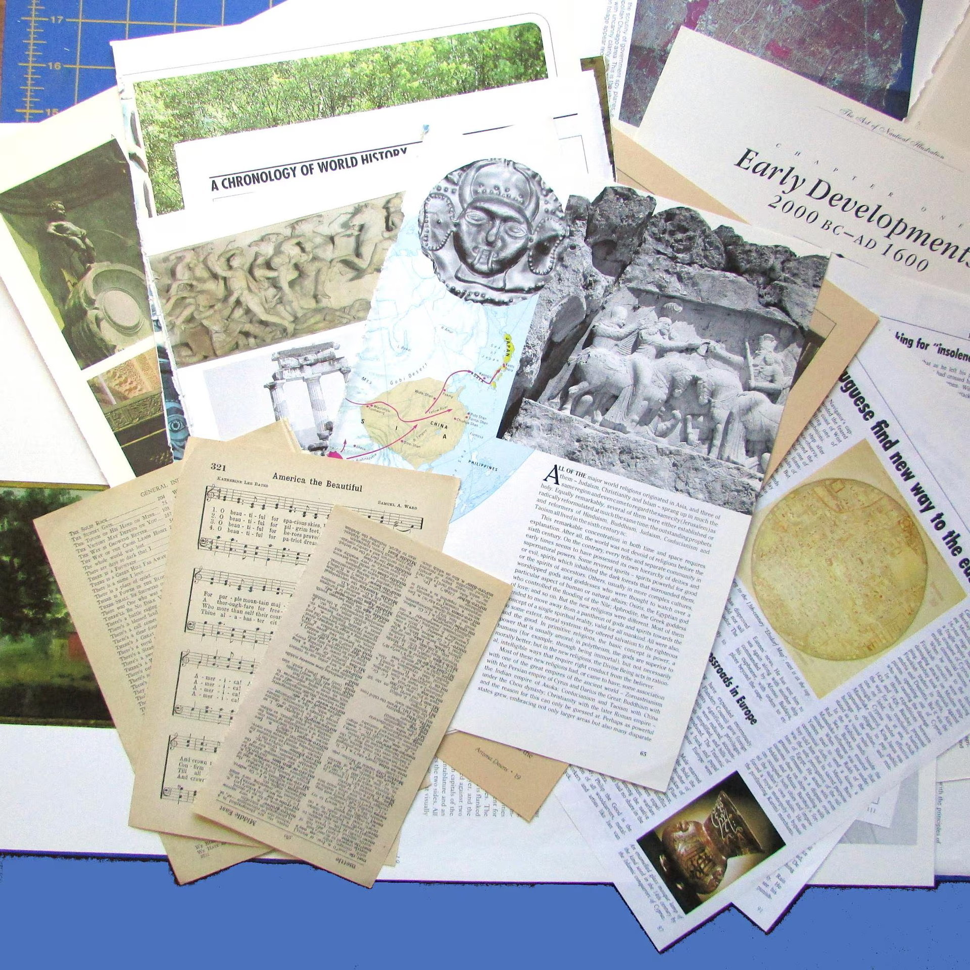 History Scrapbooking Collage Starter Pack, Mixed Media Junk Journal Bundle 100pc