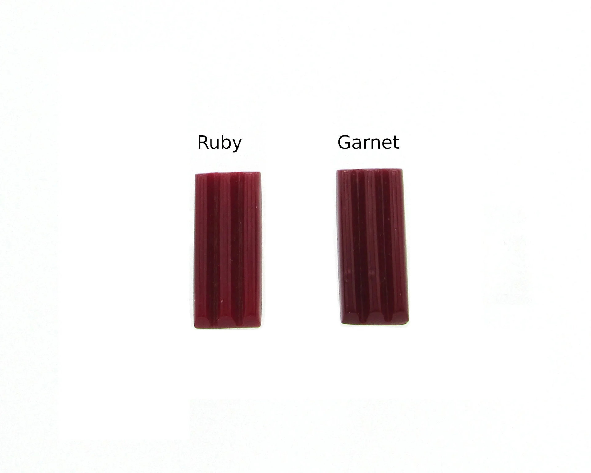 Vintage 20x8.5mm Rectangular Cabochons, Ridged Art Deco Glass Flat Back Stones (2)