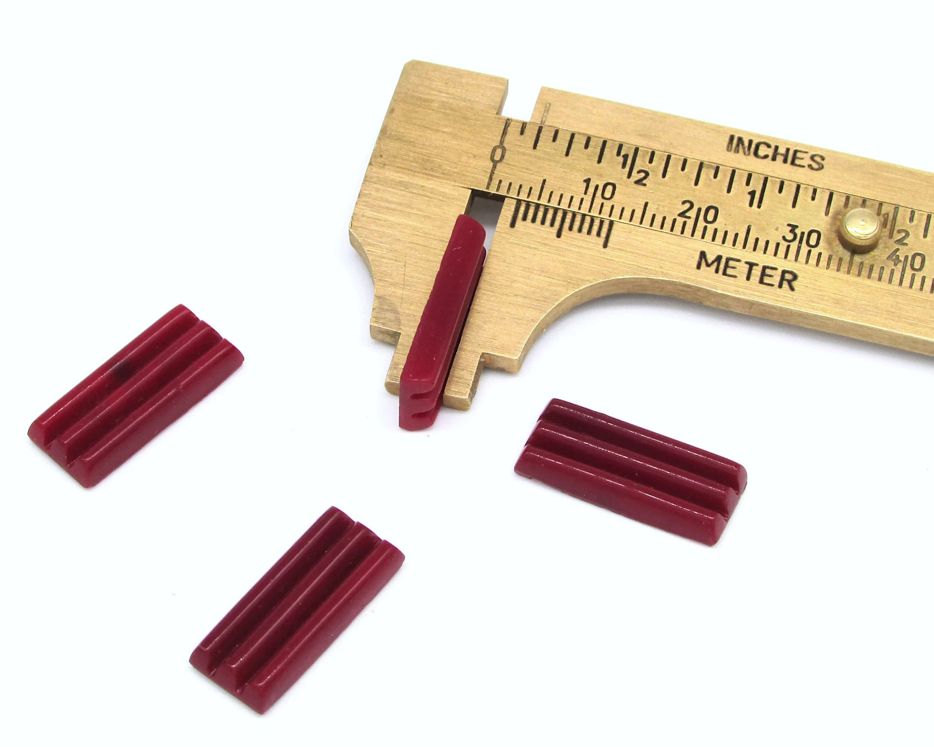 Vintage 20x8.5mm Rectangular Cabochons, Ridged Art Deco Glass Flat Back Stones (2)