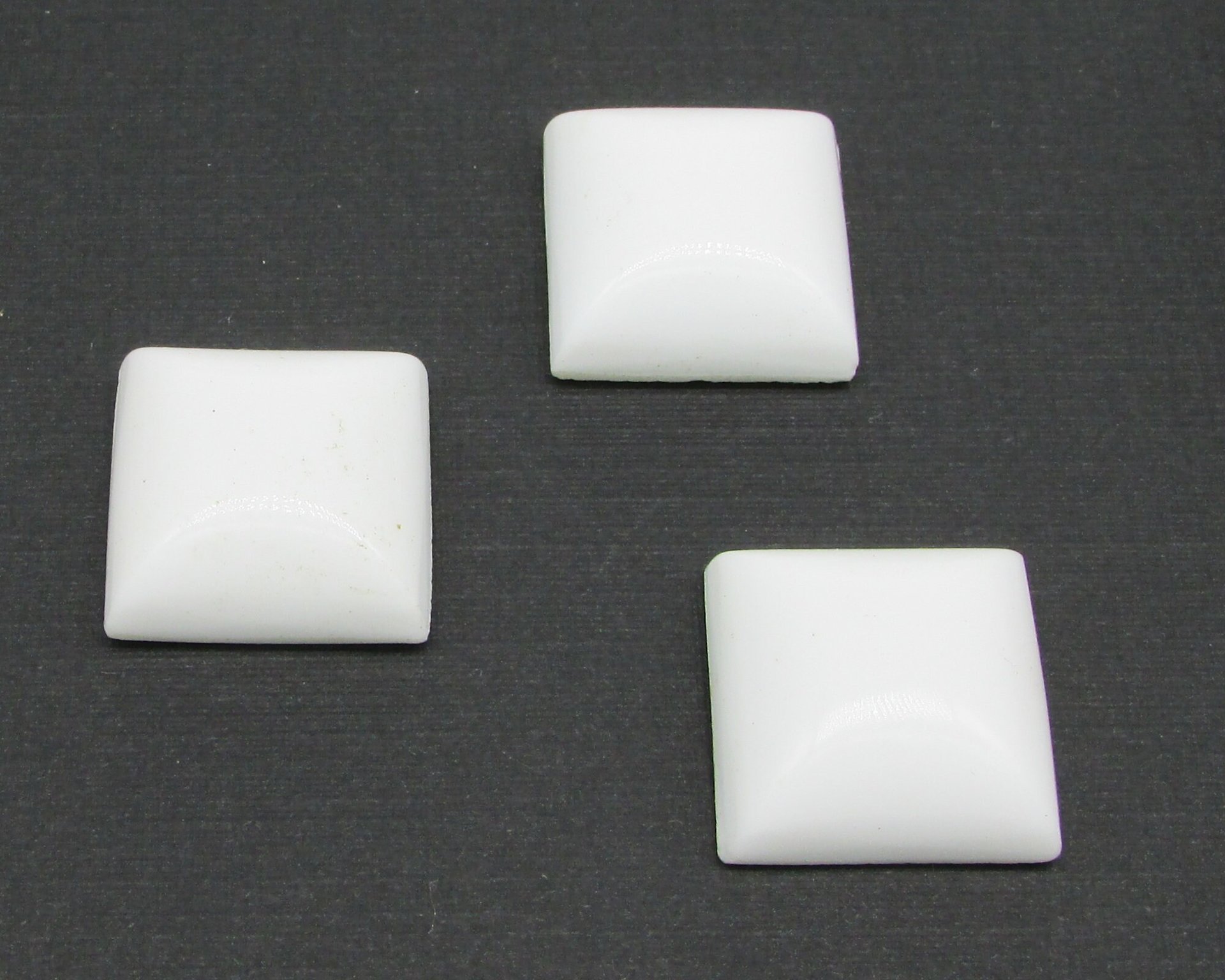20mm Square Cabochon, Opaque White Vintage Glass Gem