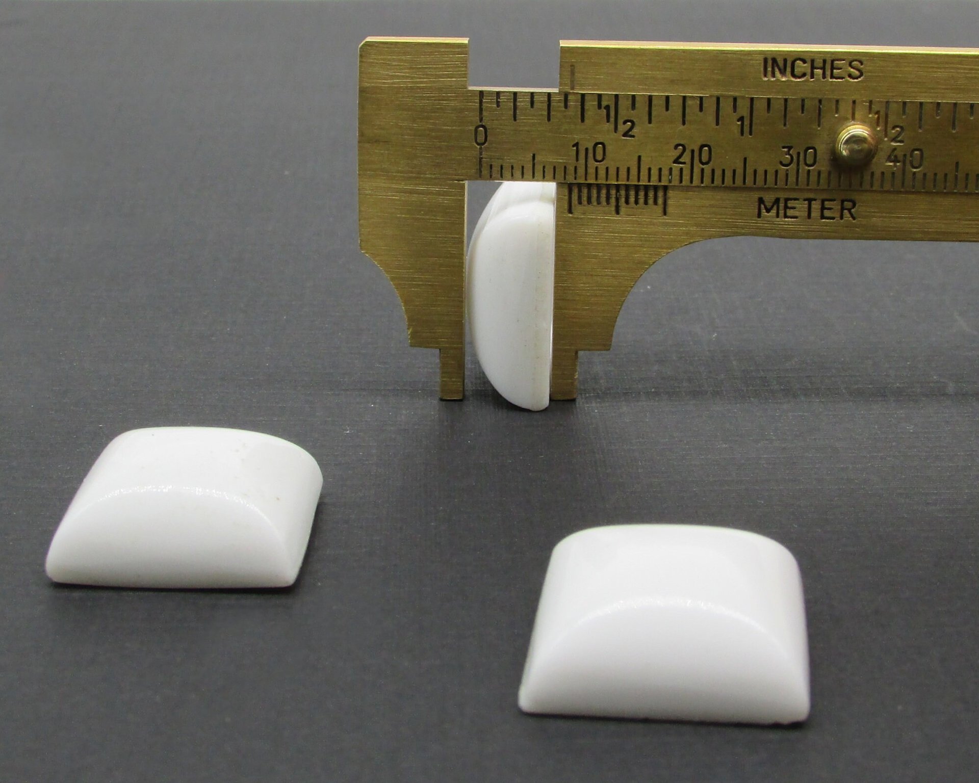 20mm Square Cabochon, Opaque White Vintage Glass Gem