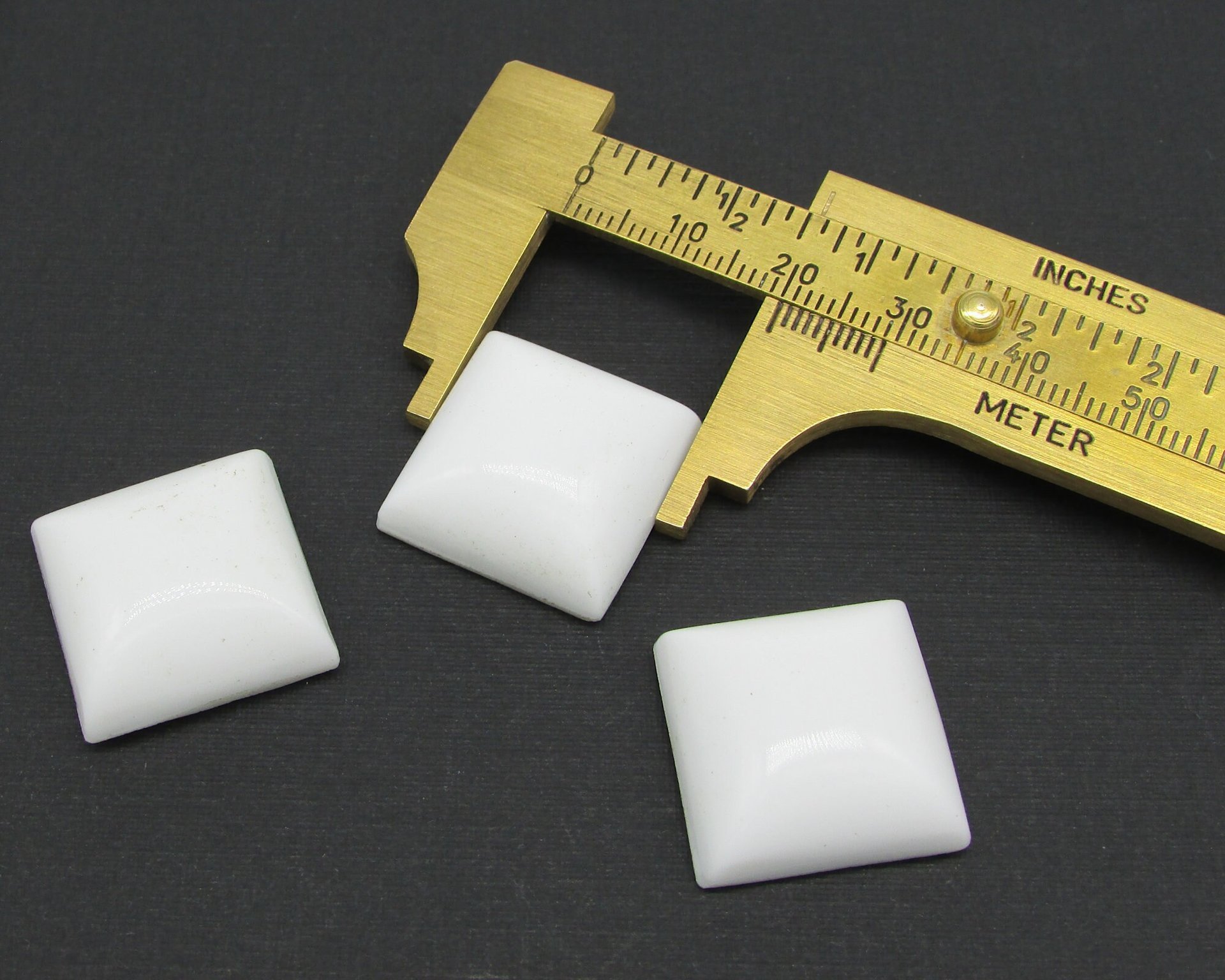 20mm Square Cabochon, Opaque White Vintage Glass Gem