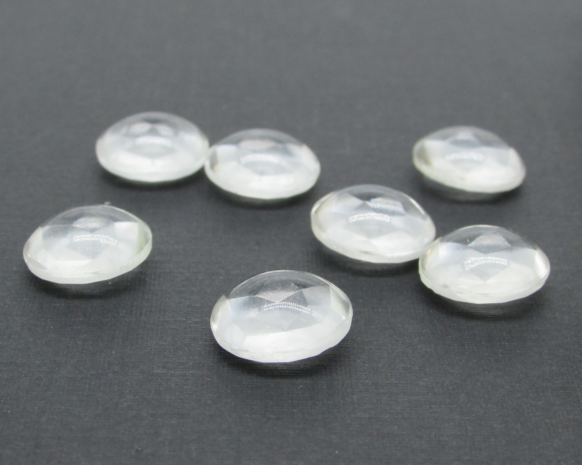 12mm Clear Domed Dentelles, Vintage Unfoiled Glass Gems (7)