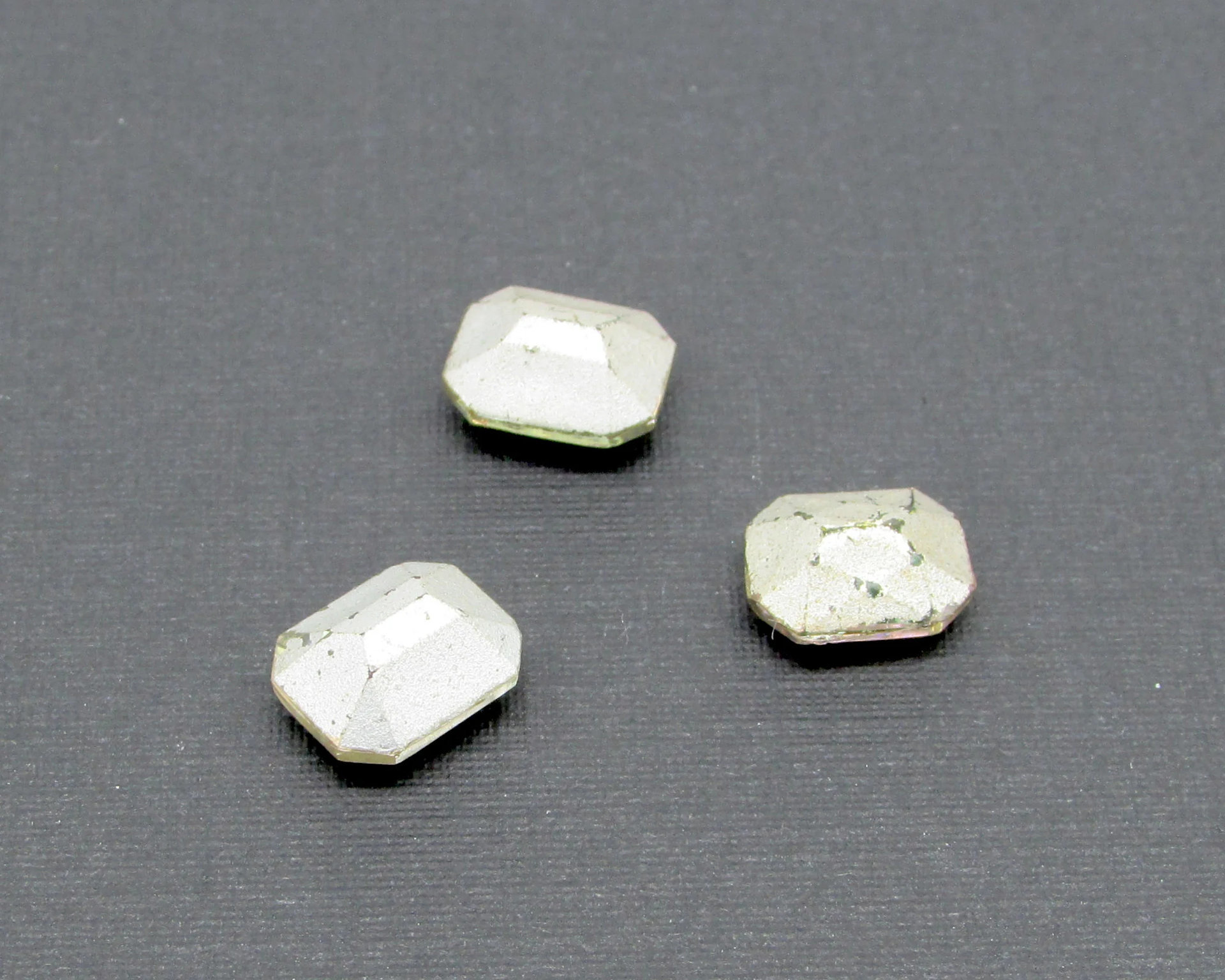 10x8mm Octagon Baguette Rhinestones, Vintage Crystal AB Faceted Glass Gems (3)
