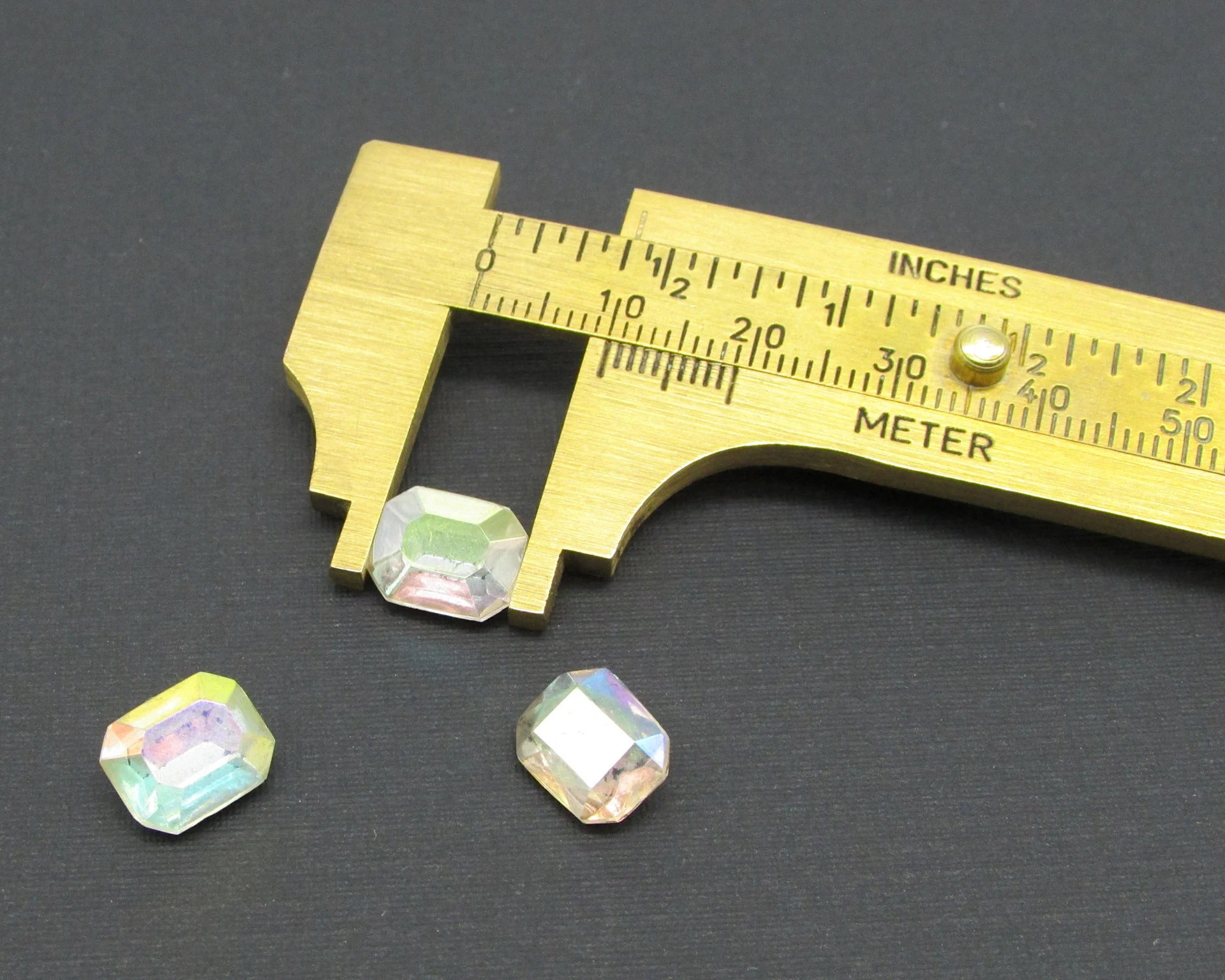 10x8mm Octagon Baguette Rhinestones, Vintage Crystal AB Faceted Glass Gems (3)