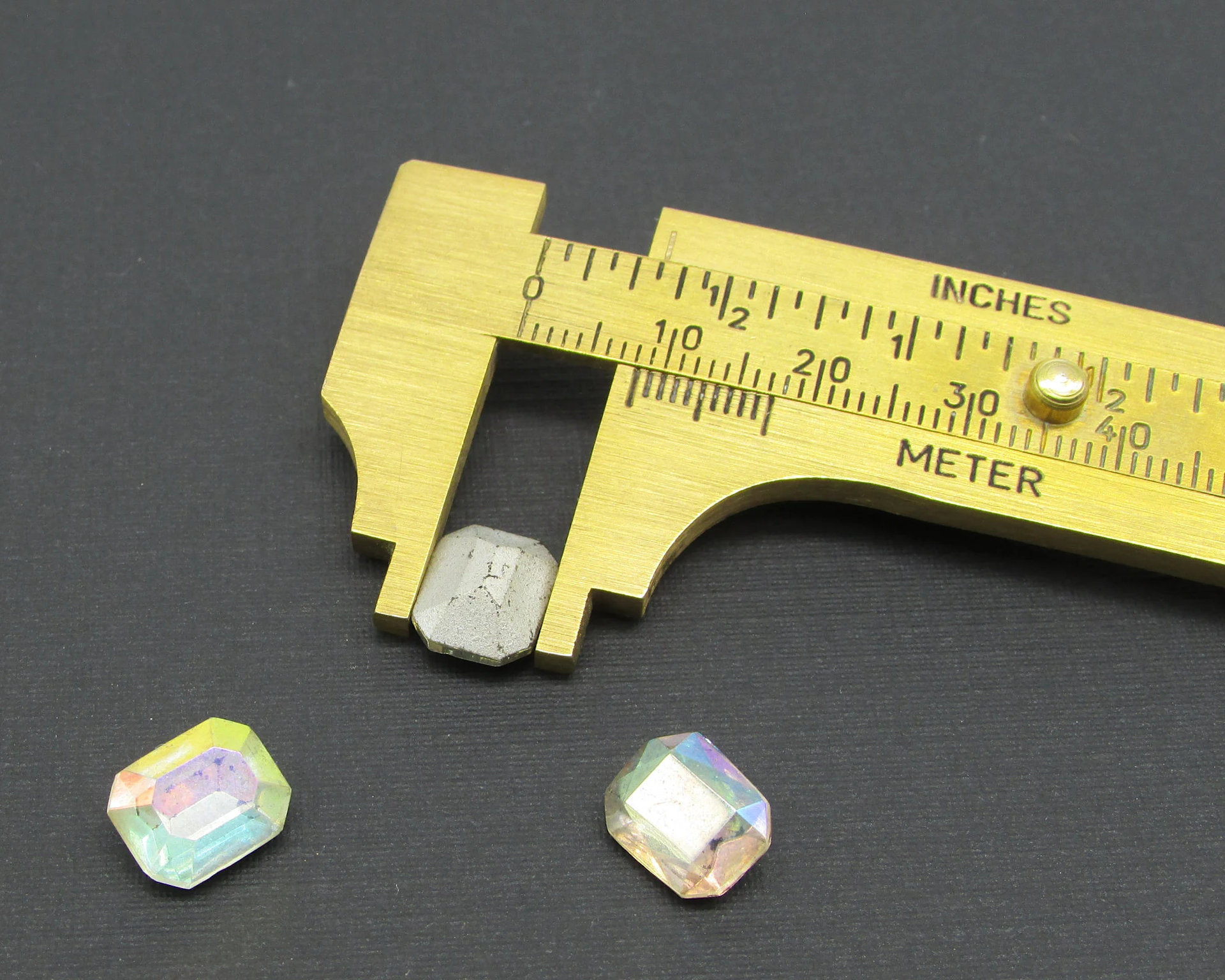 10x8mm Octagon Baguette Rhinestones, Vintage Crystal AB Faceted Glass Gems (3)