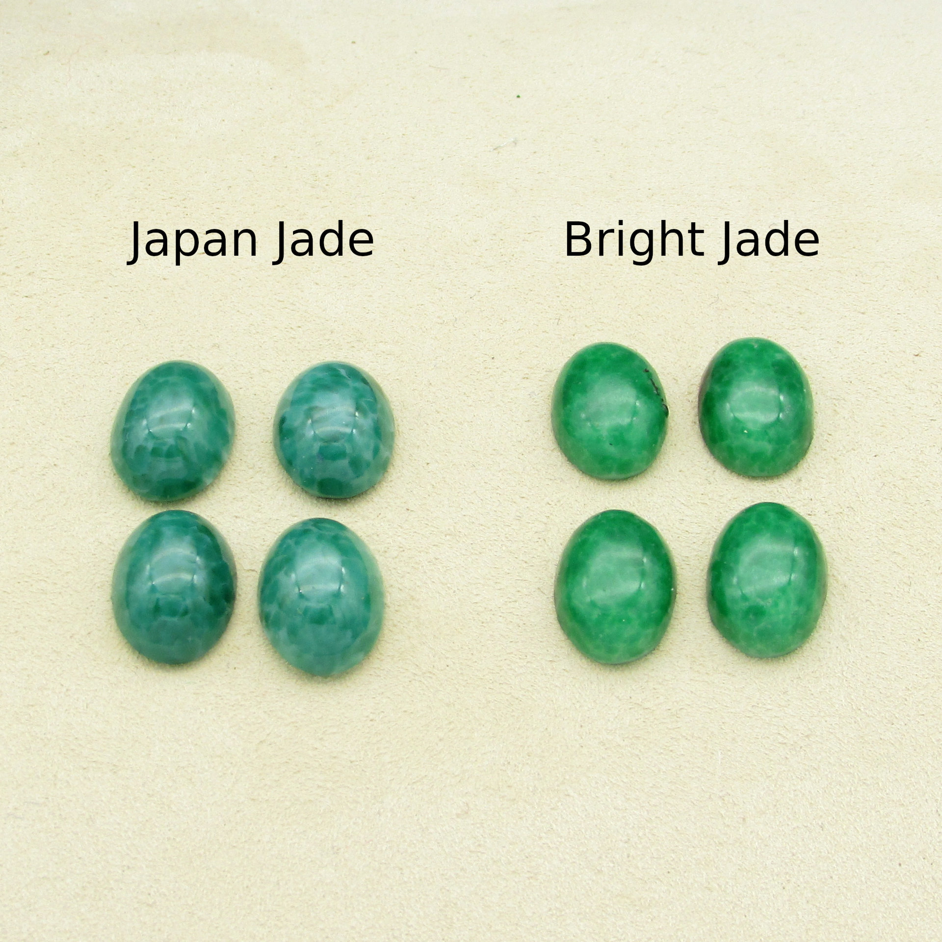 Vintage 14mm Oval Opaque Jade Green Glass Cabochons
