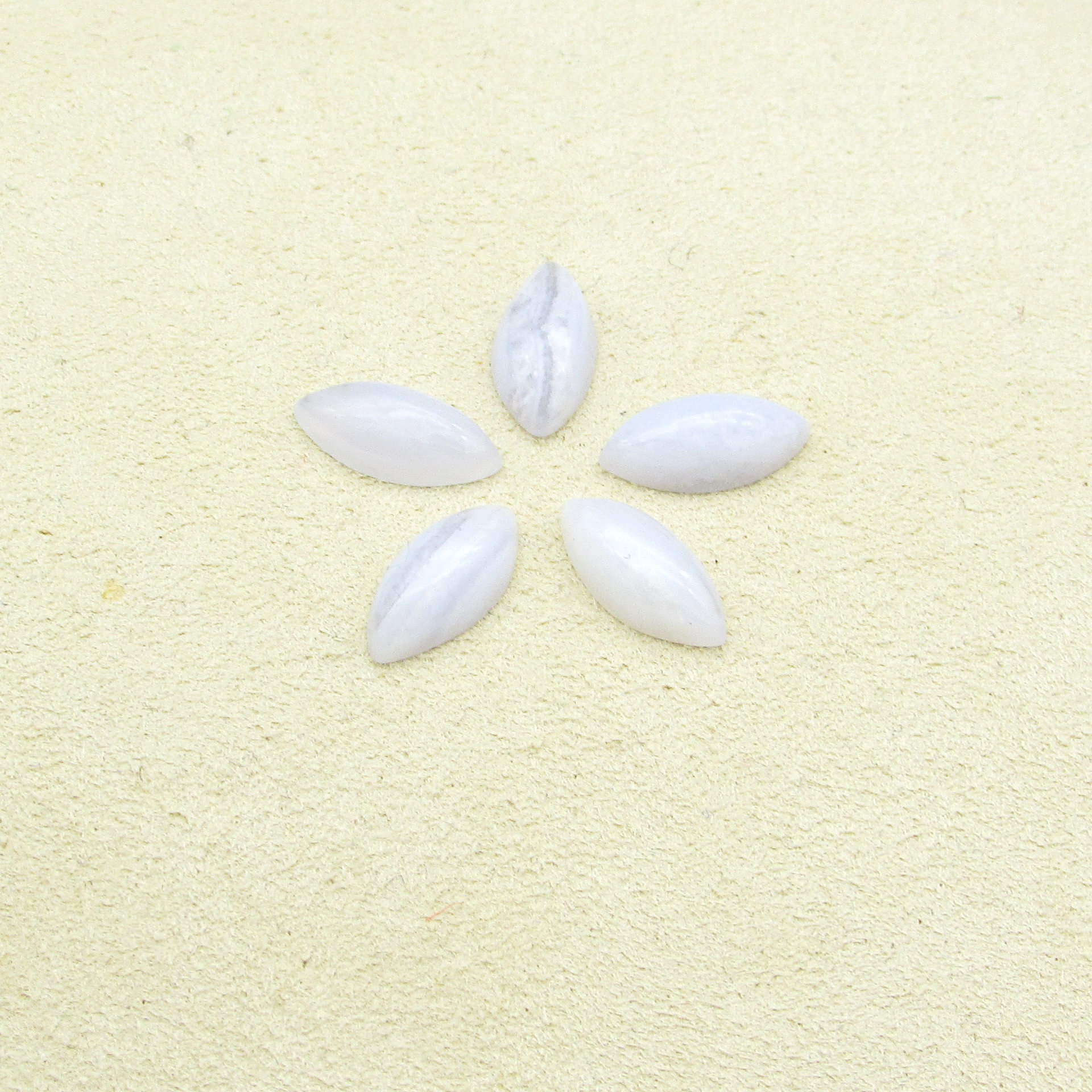 Marquise Cabochons, White Agate 10x5mm (5)