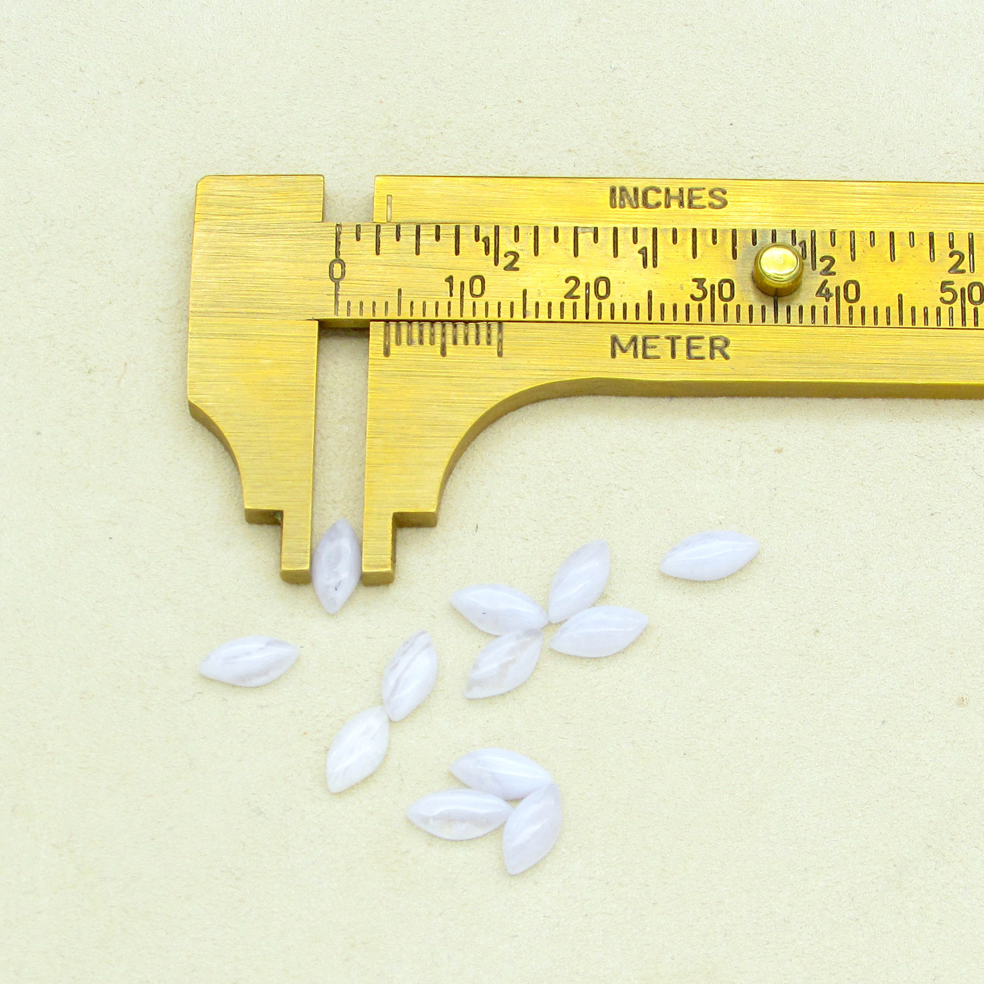 Small Marquise Cabochons, White Agate 