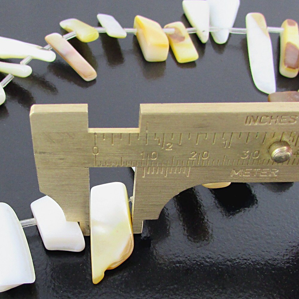 Flat Mother of Pearl Beads, Top Drilled Graduated Strand 