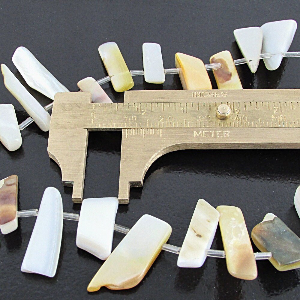 Flat Mother of Pearl Beads, Top Drilled Graduated Strand 