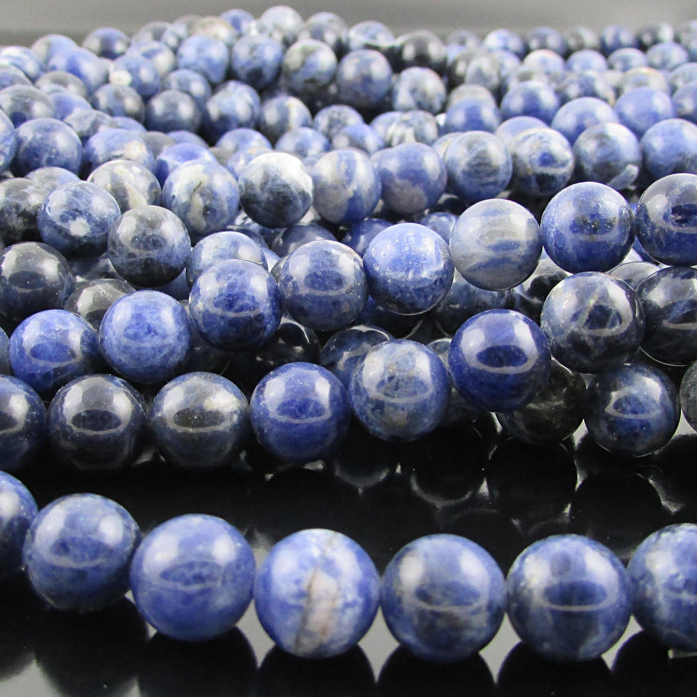 8mm Dark Blue Sodalite Beads, Smooth Semiprecious Gemstone Rounds