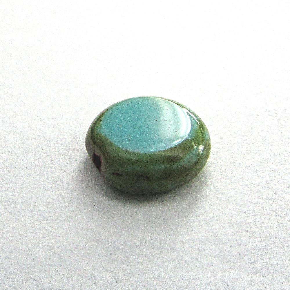 10mm Coin Turquoise Picasso Window Beads (30)