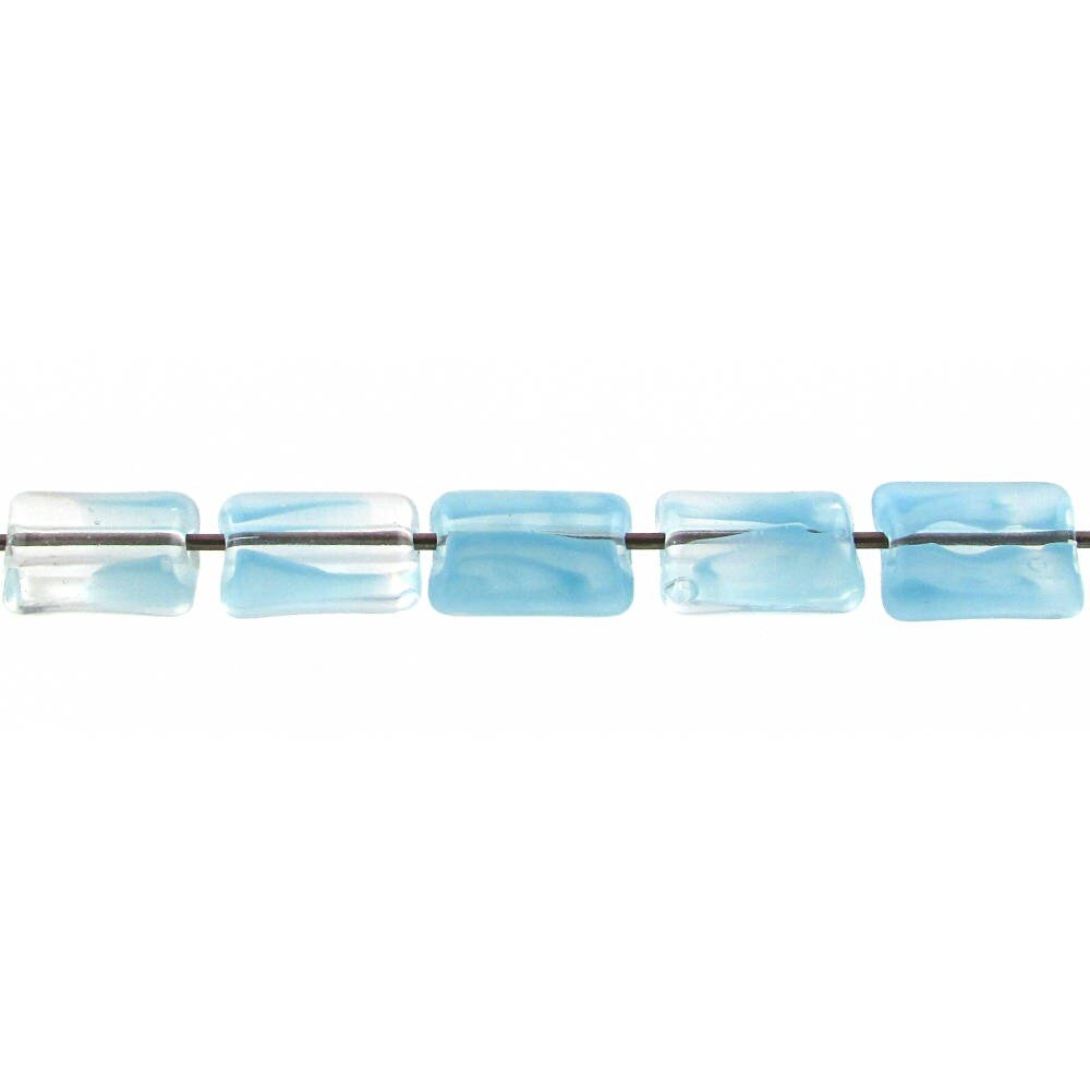 Vintage 9x6mm Rectangular Aqua Glass Givre Beads