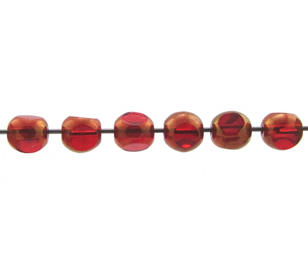 6mm Tri-Cut Rounds, Czech Glass Window Beads, Siam with Bronze