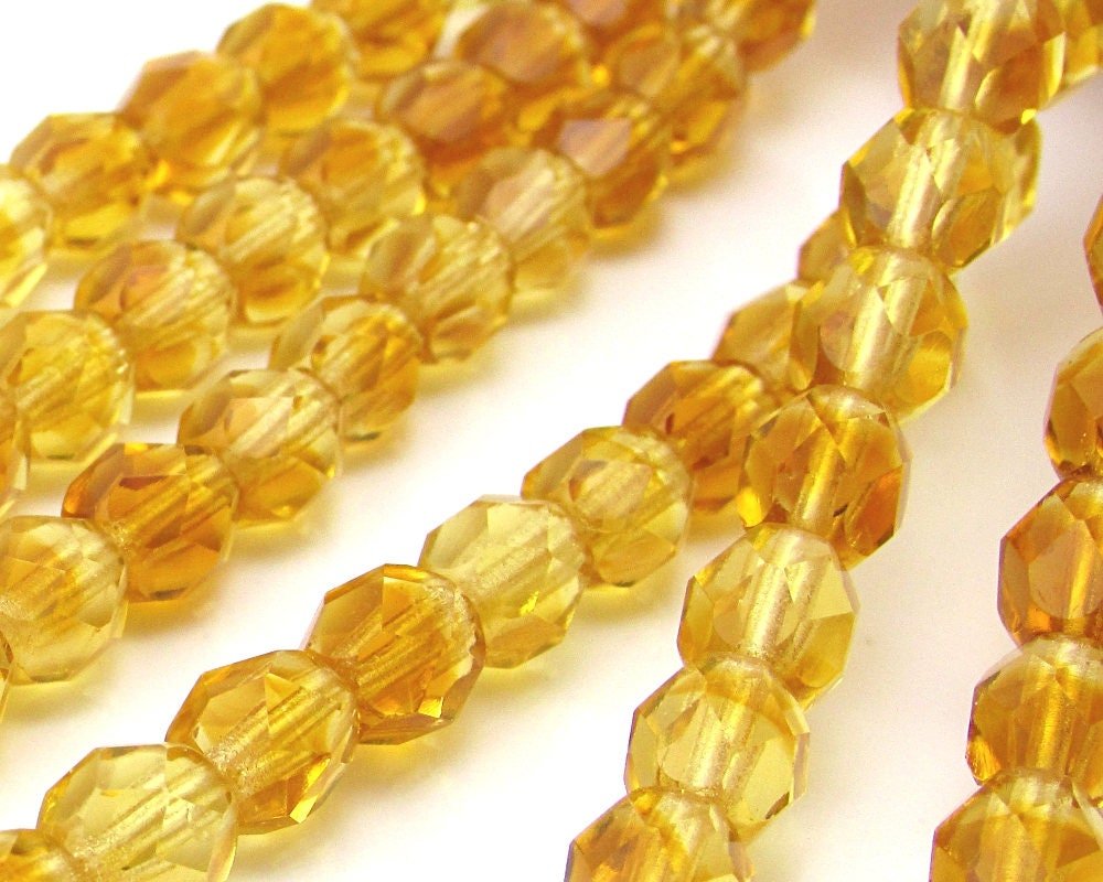 Small Faceted Beads, 2-Tone Brown Czech Glass Fire Polished Rounds
