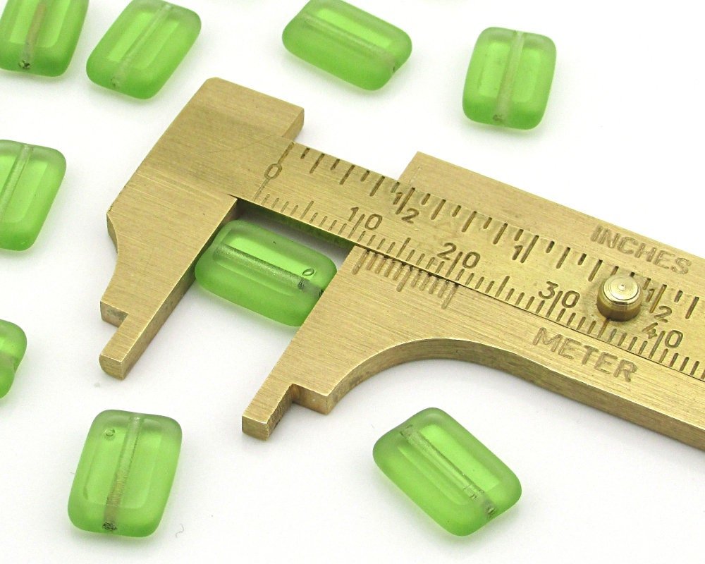 12x8mm Green Window Beads, Flat Rectangles