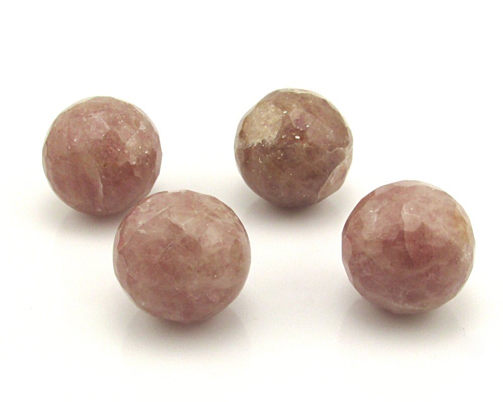 18mm Faceted Spheres, Half Drilled Mauve Quartz Beads