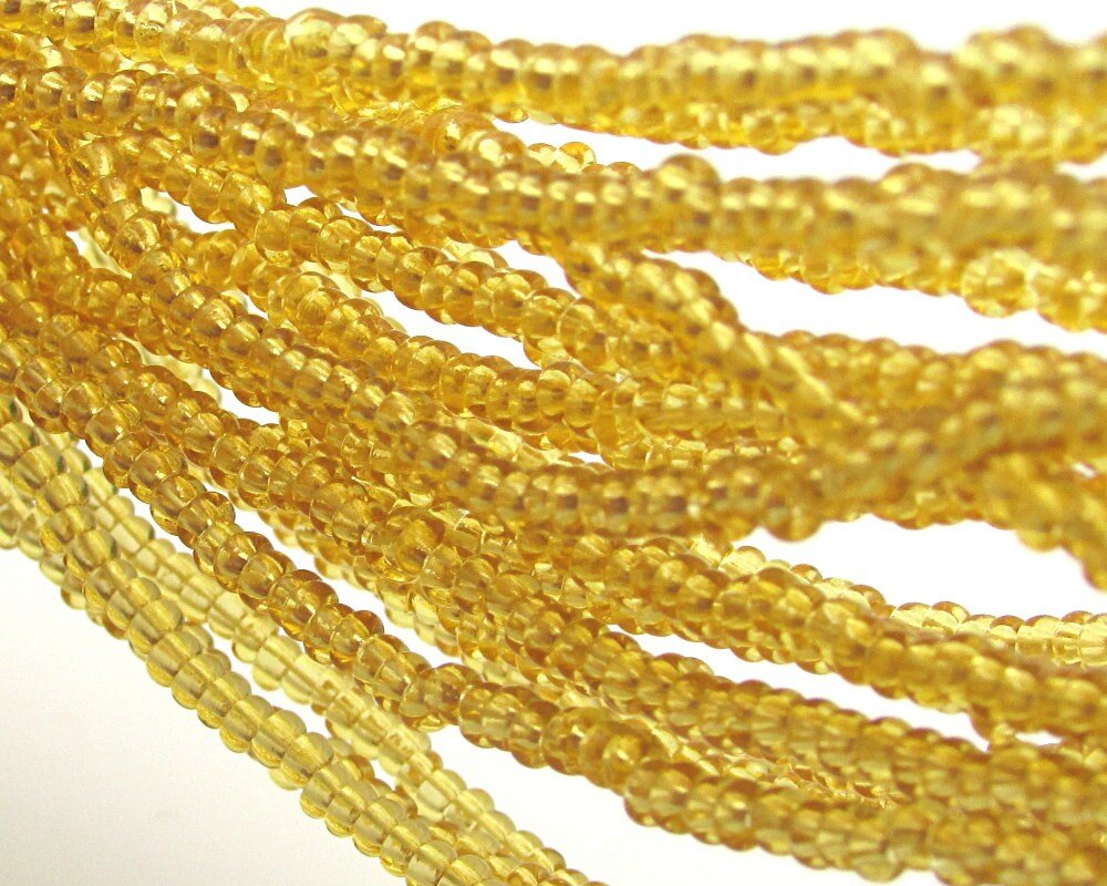 Translucent Topaz Czech Glass 14/0 Rocaille Seed Beads