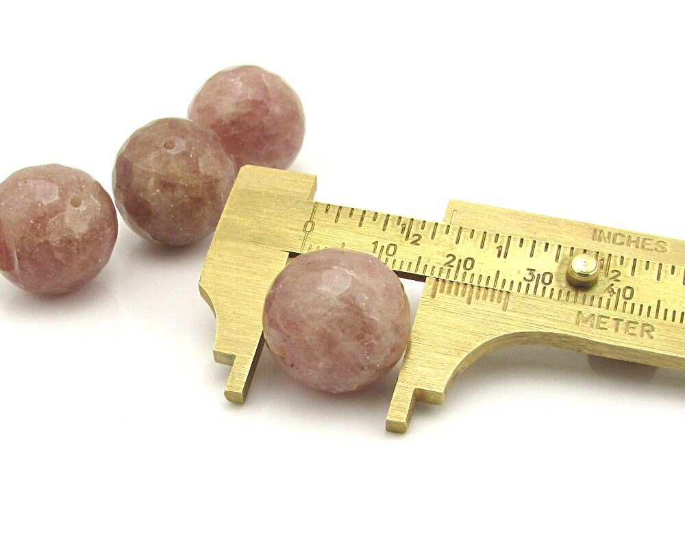 18mm Faceted Spheres, Half Drilled Mauve Quartz Beads