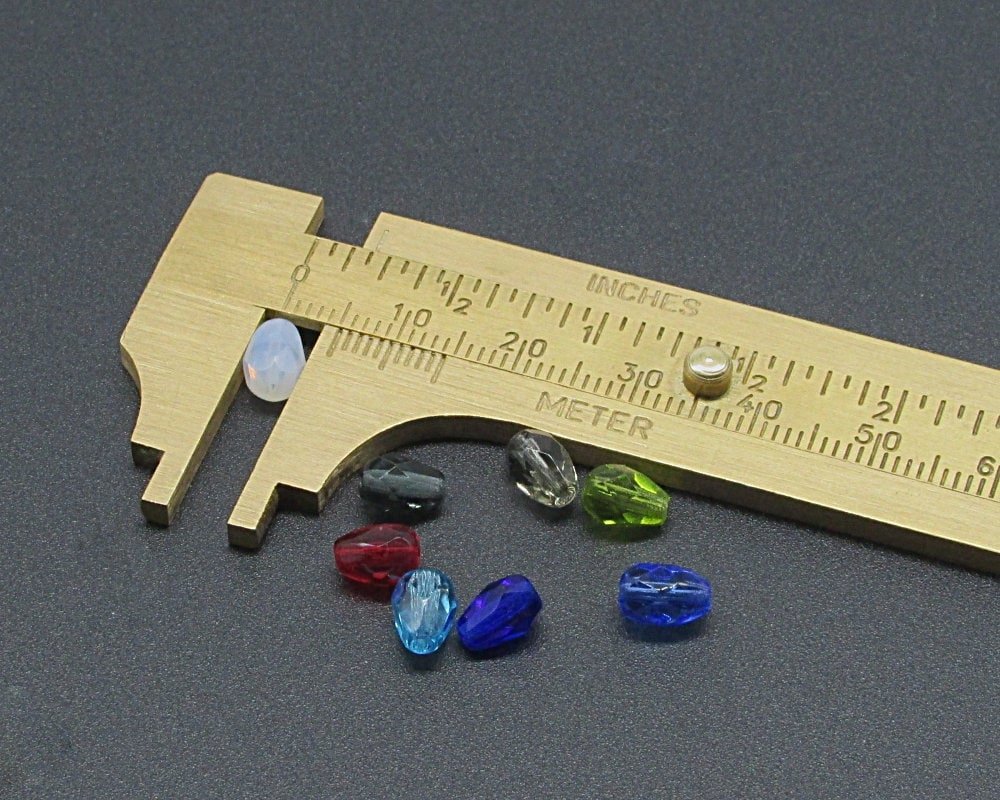 7x5mm Faceted Teardrops, Translucent Taupe Czech Fire Polished Beads (24)