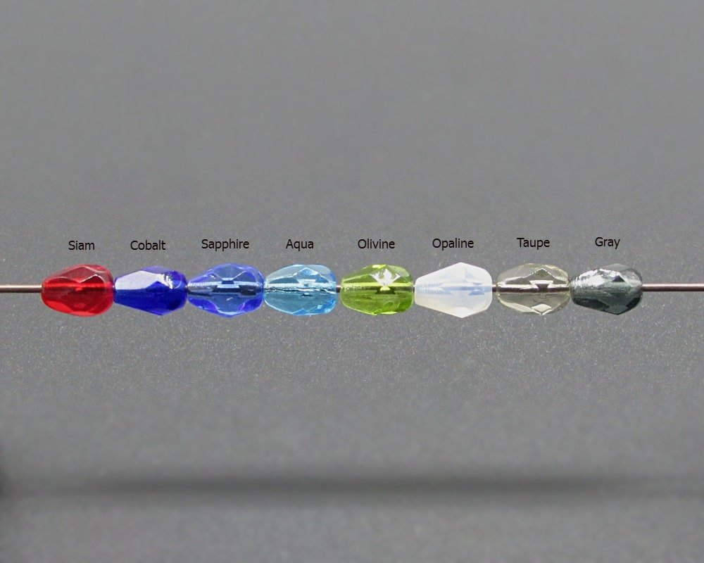 7x5mm Faceted Teardrops, Translucent Taupe Czech Fire Polished Beads (24)
