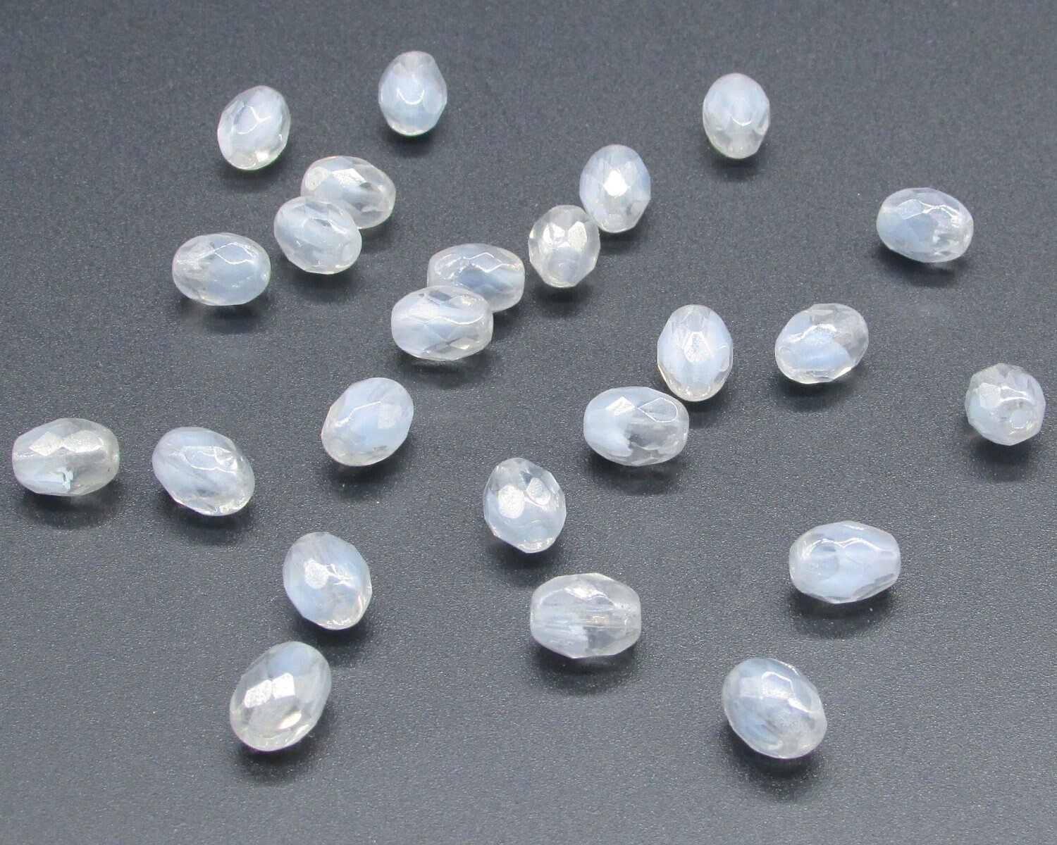 Vintage 9mm Faceted Oval Givre Beads