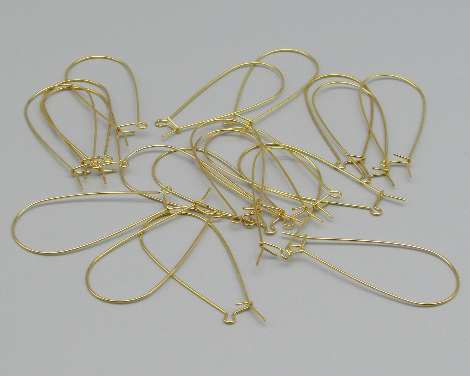 47mm Gold Plated Kidney Ear Wires with Long, Tapered Loops