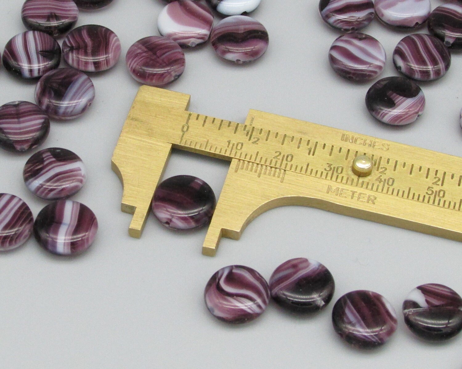 12mm Striped Glass Coin Beads