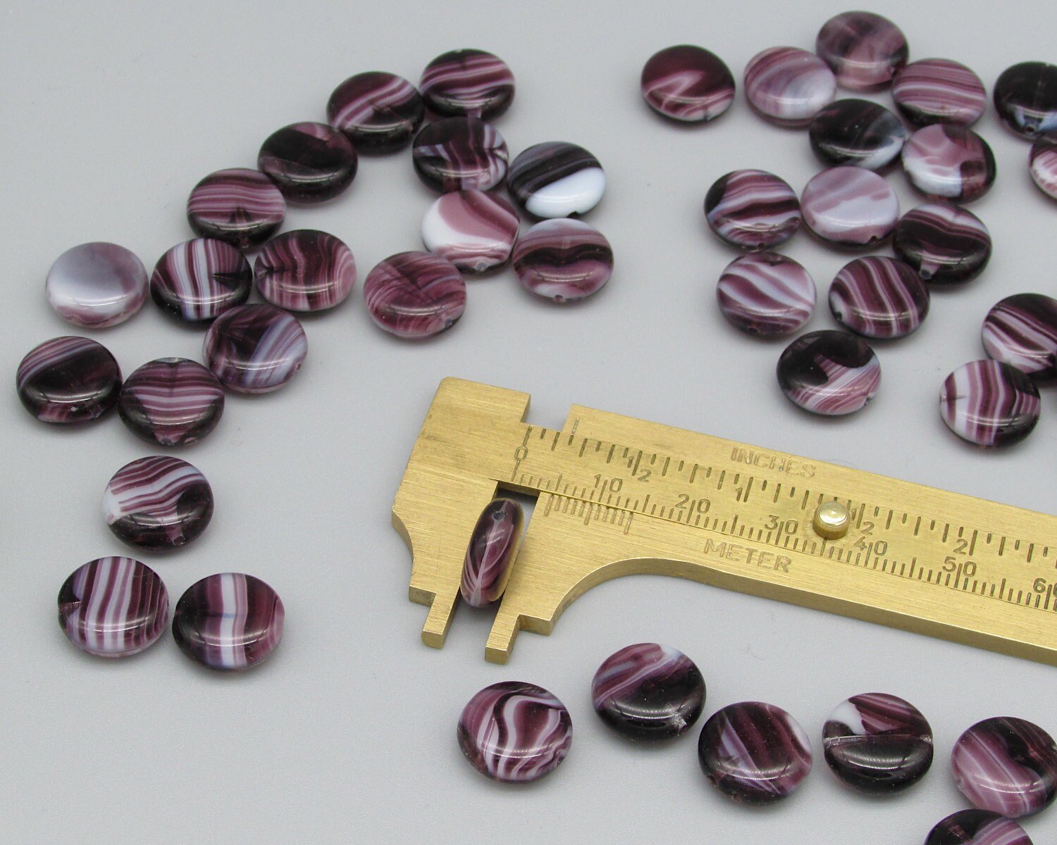 12mm Striped Glass Coin Beads