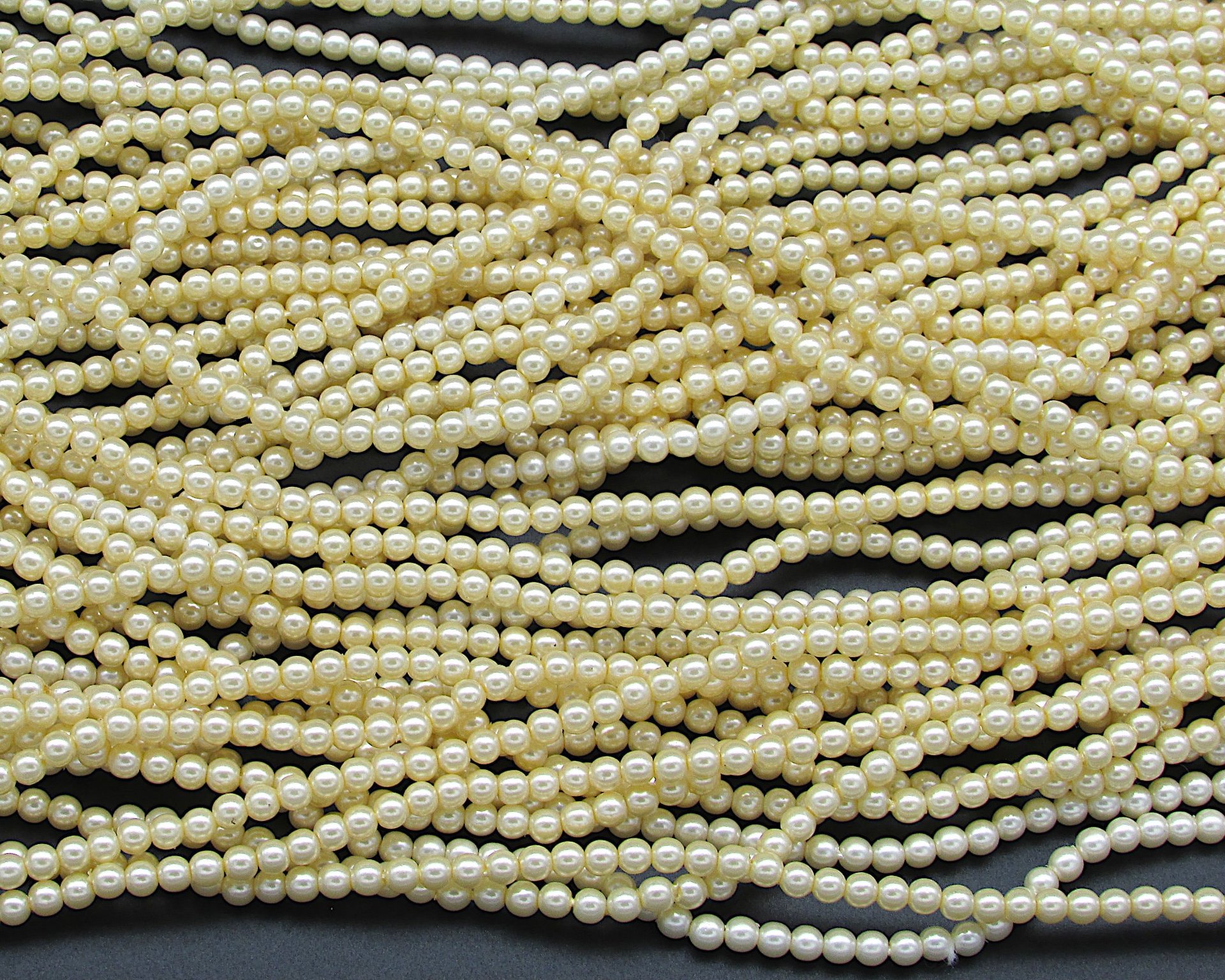 60" Strand 4mm Champagne Faux Pearls