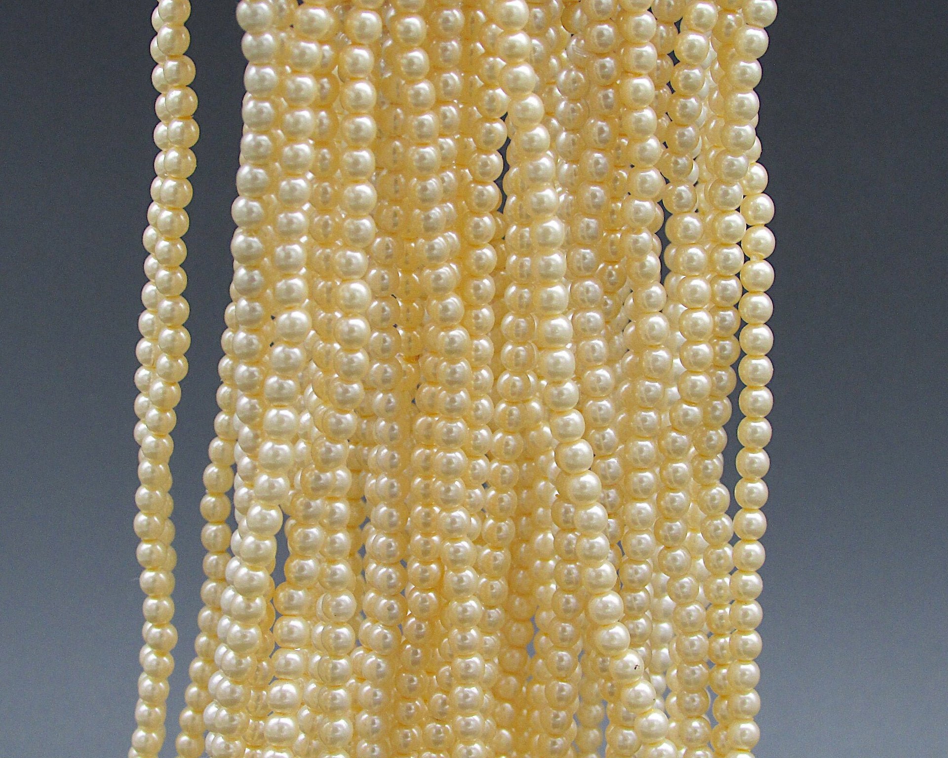 60" Strand 4mm Champagne Faux Pearls