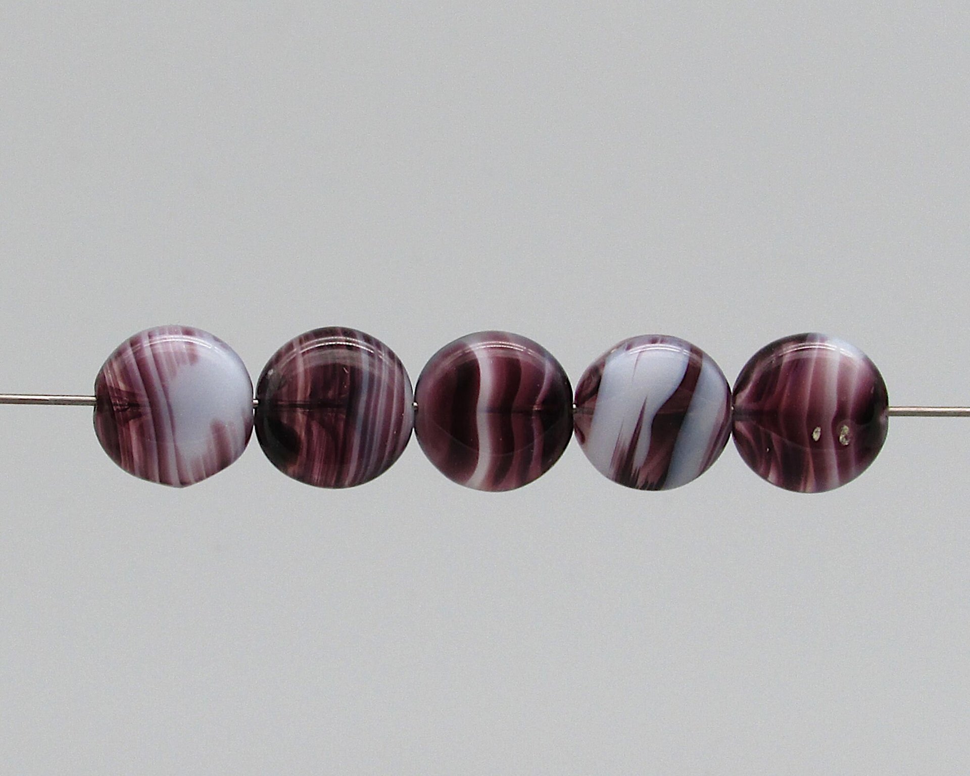 12mm Striped Glass Coin Beads