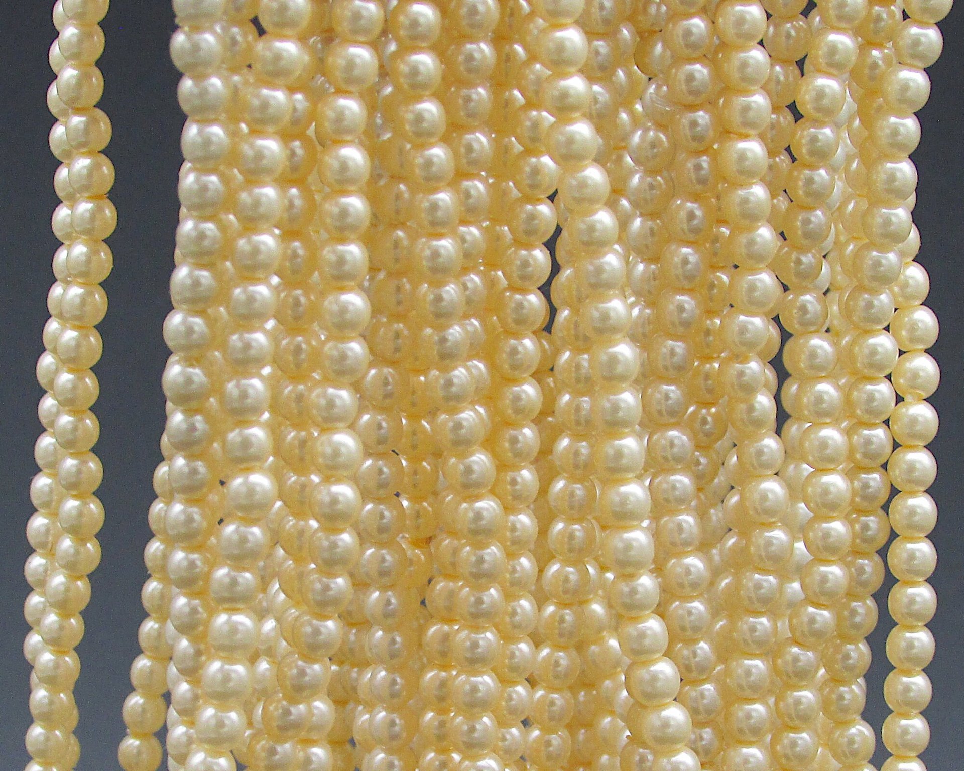 60" Strand 4mm Champagne Faux Pearls