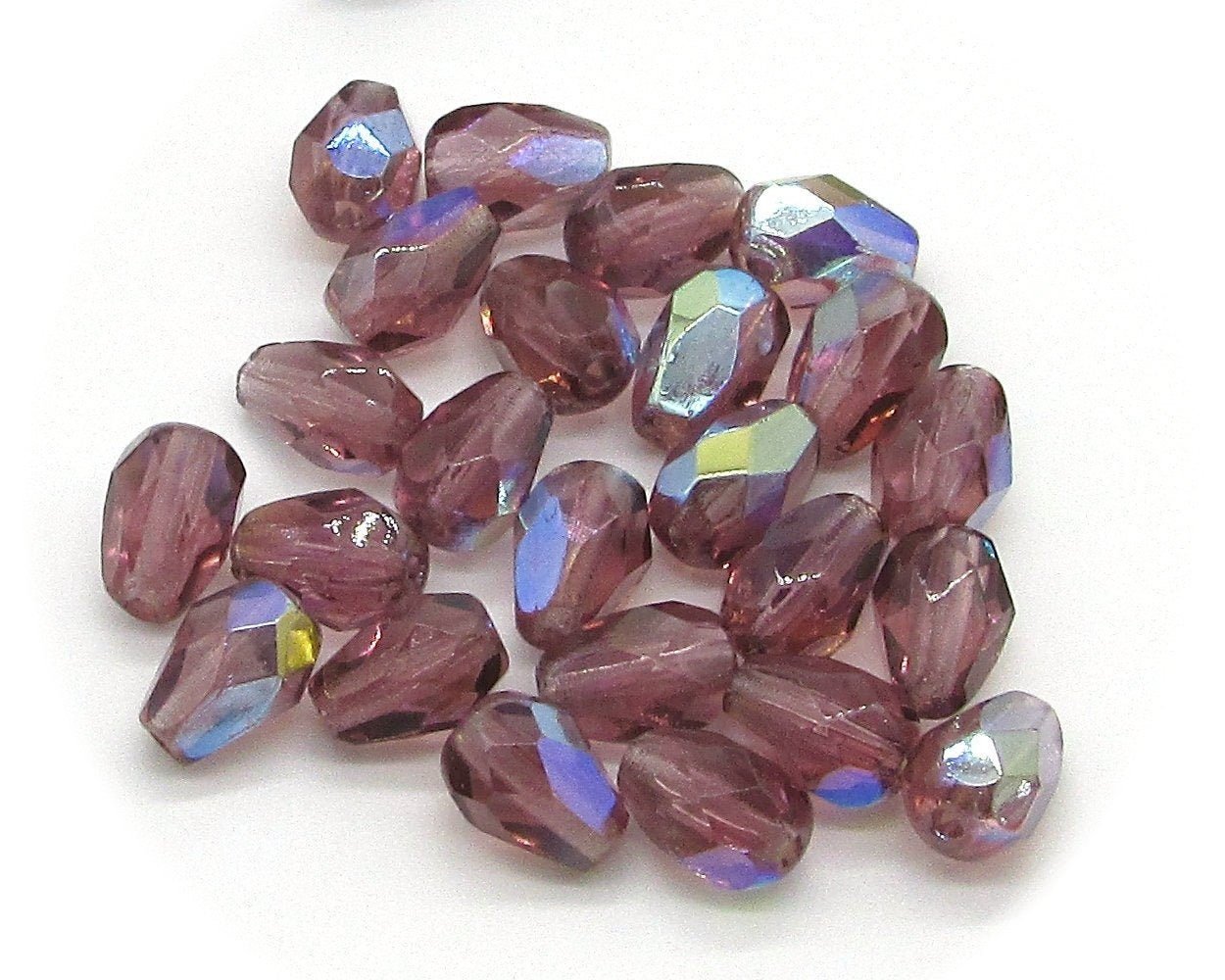 Light Amethyst AB 7x5mm Faceted Teardrops