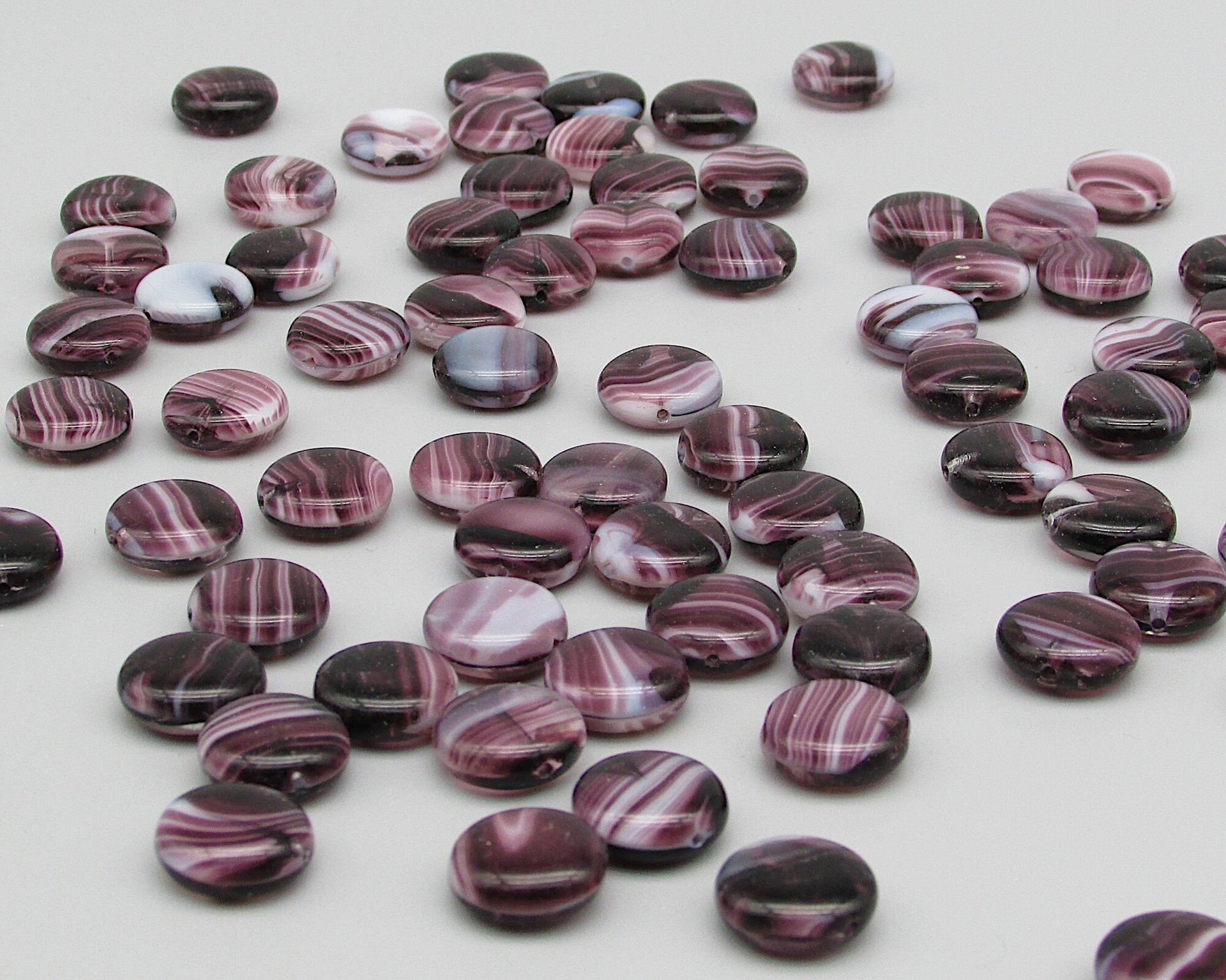 12mm Striped Glass Coin Beads