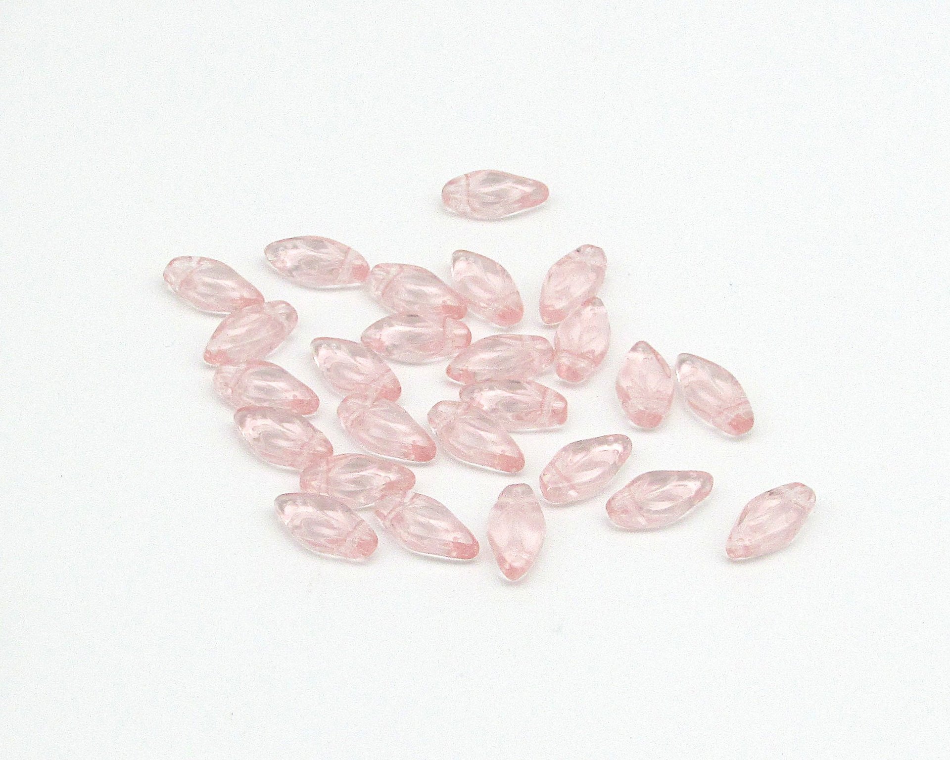 Small Glass Leaves 11x5.5mm, Side Drilled Czech Glass Beads (25)