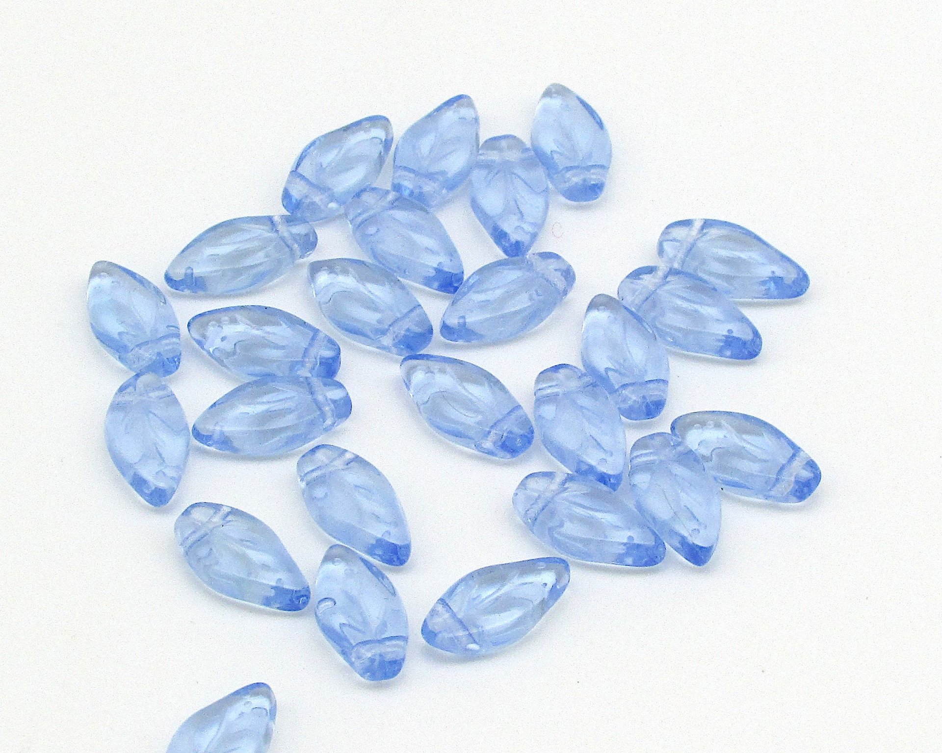 Small Glass Leaves 11x5.5mm, Side Drilled Czech Glass Beads (25)