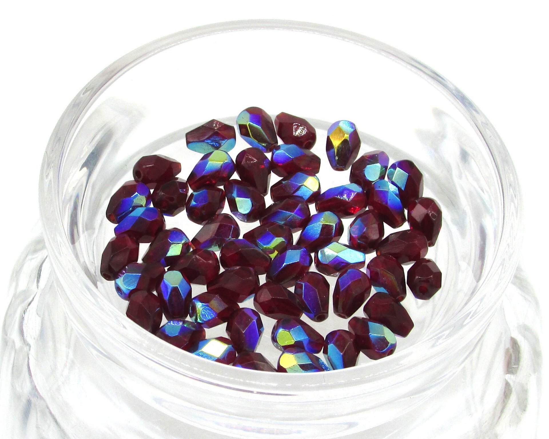 Garnet AB Faceted Teardrop Beads