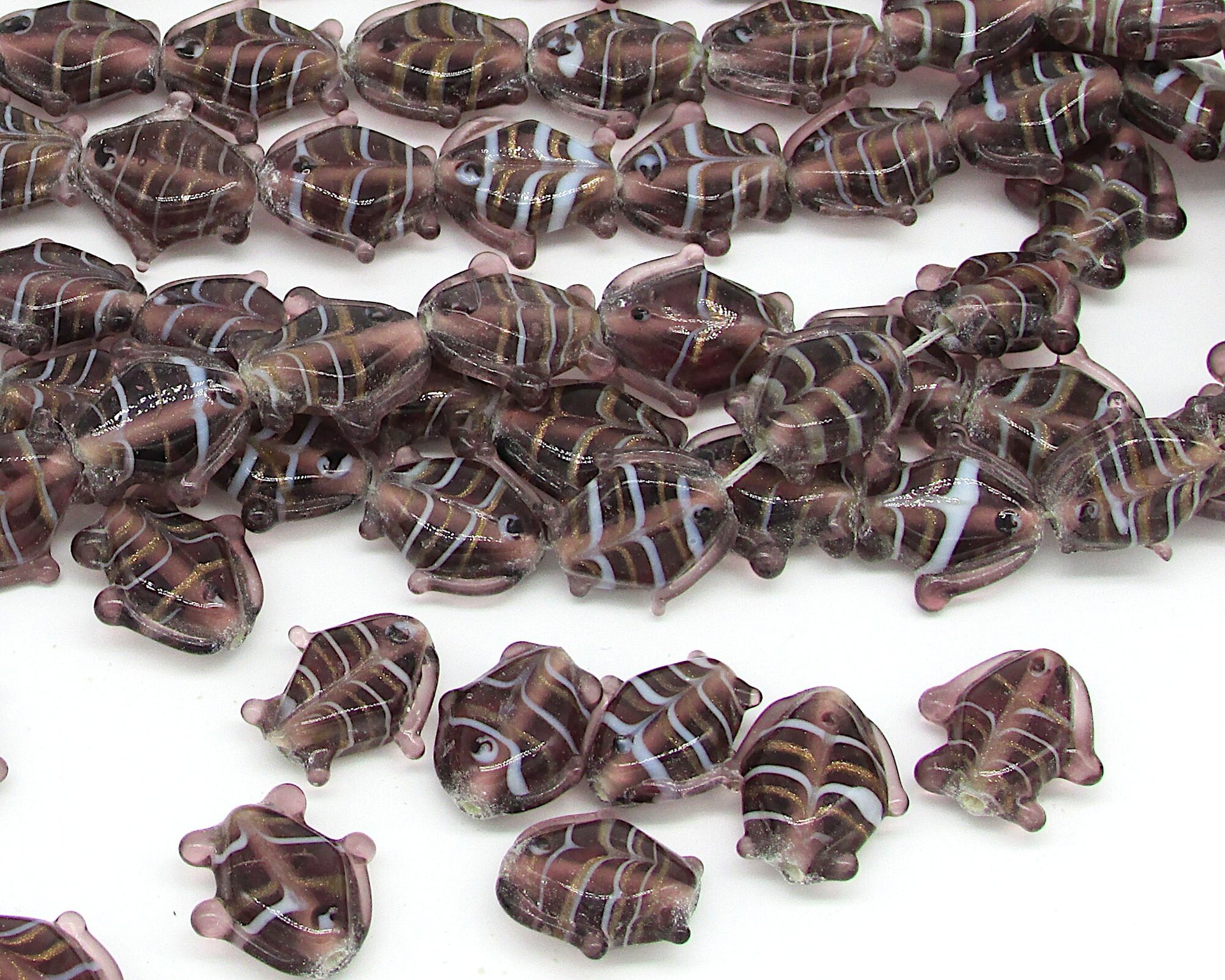 Purple 18mm Glass Fish Beads