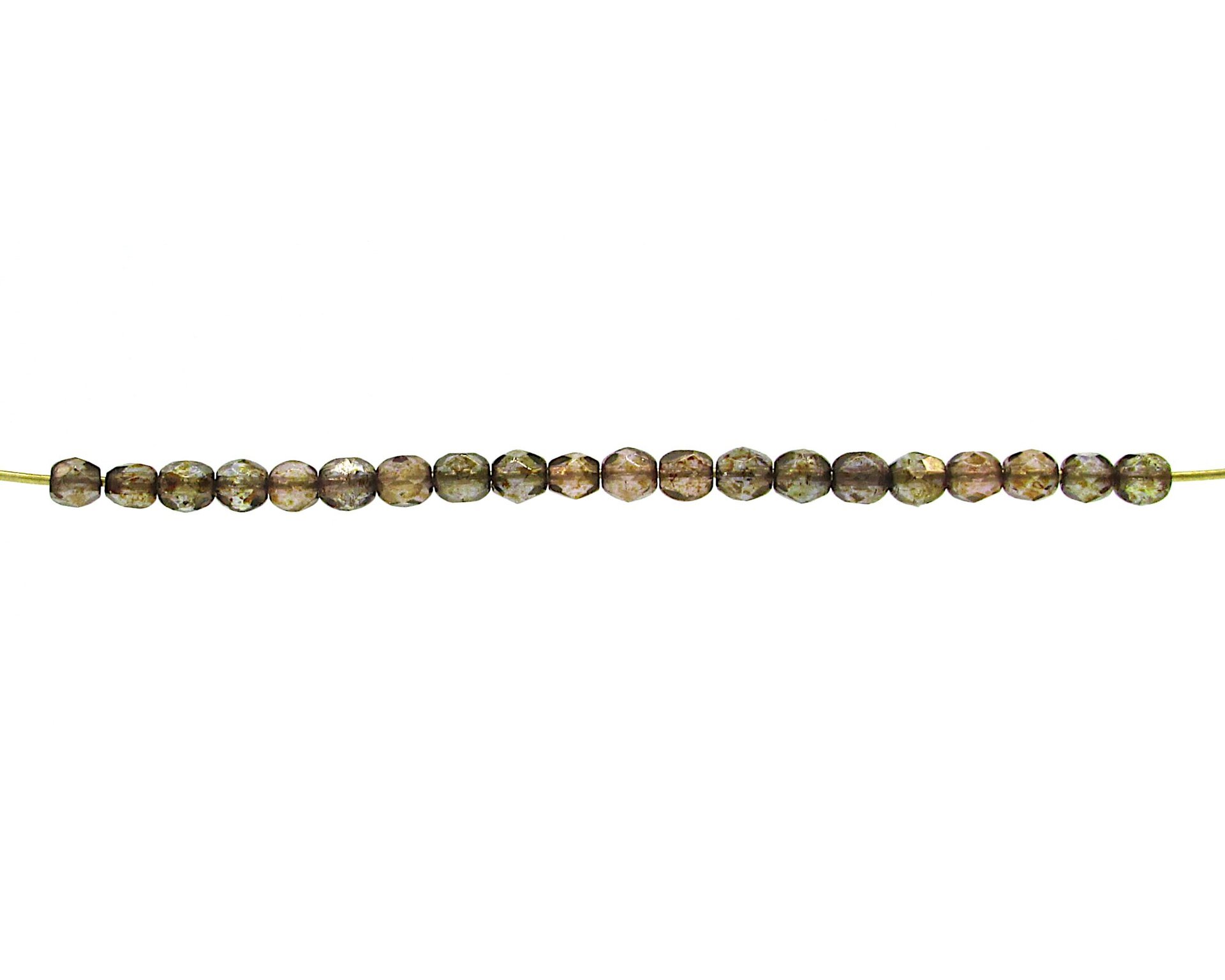 4mm Faceted Round Beads, Luminescent Brown Czech Glass (100)
