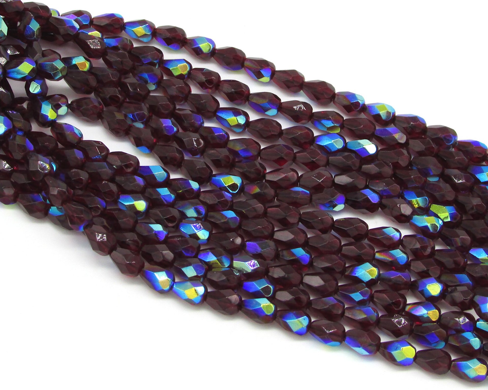 Garnet AB Faceted Teardrop Beads