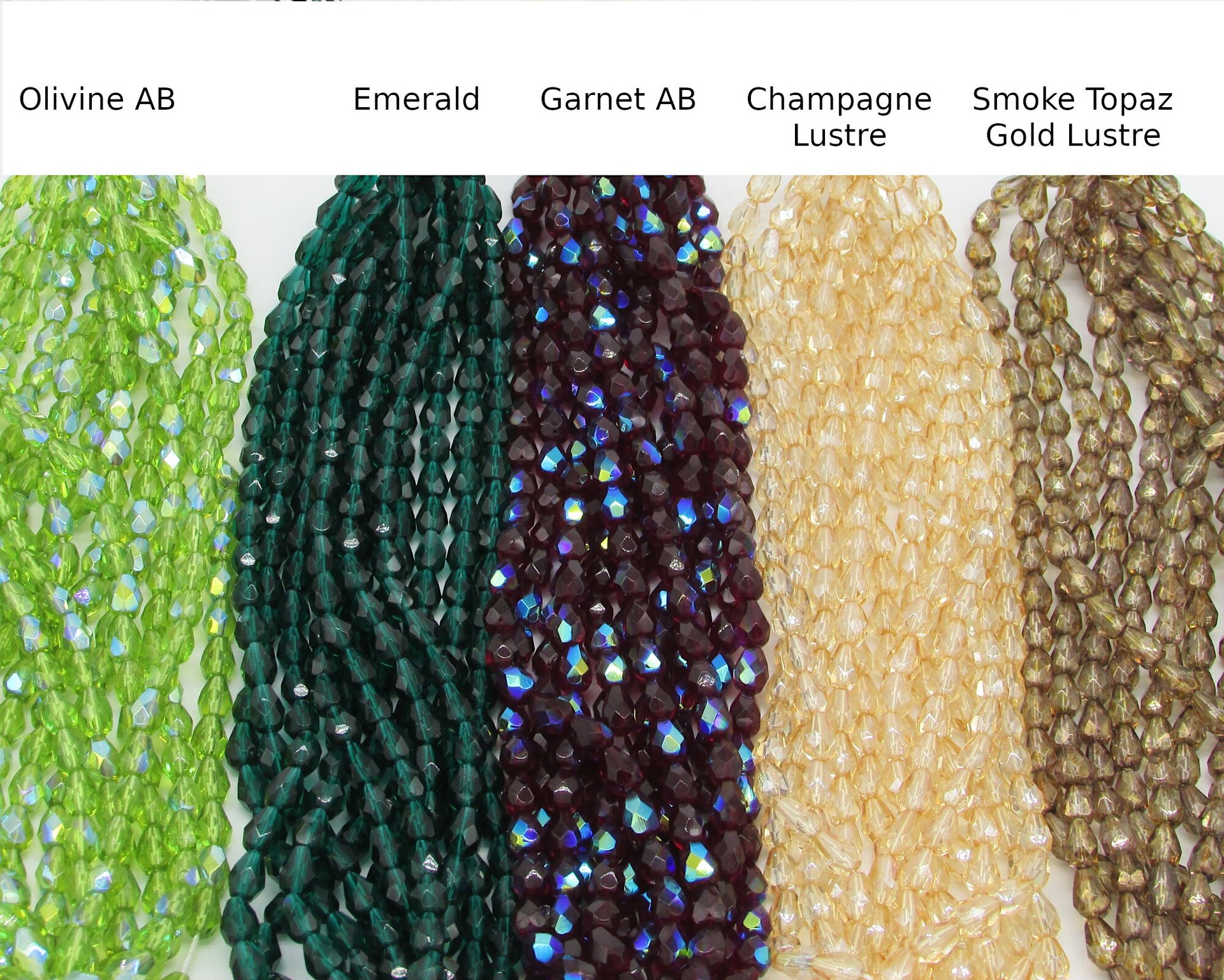 Olivine AB 7x5mm Pear Droplets, Faceted Teardrops, Czech Fire Polished Glass Beads