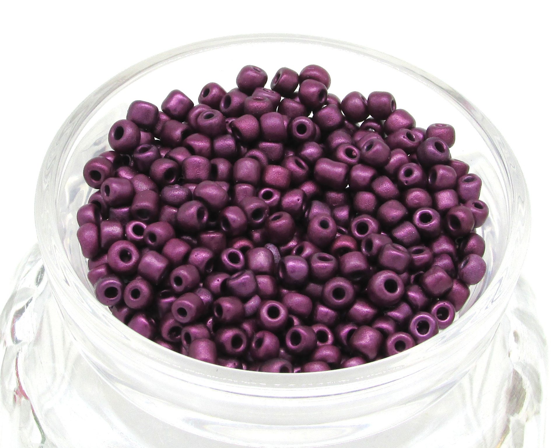 6/0 Seed Beads, 3.5mm Opaque Purple Metallic Suede Mini Rocailles (25g)