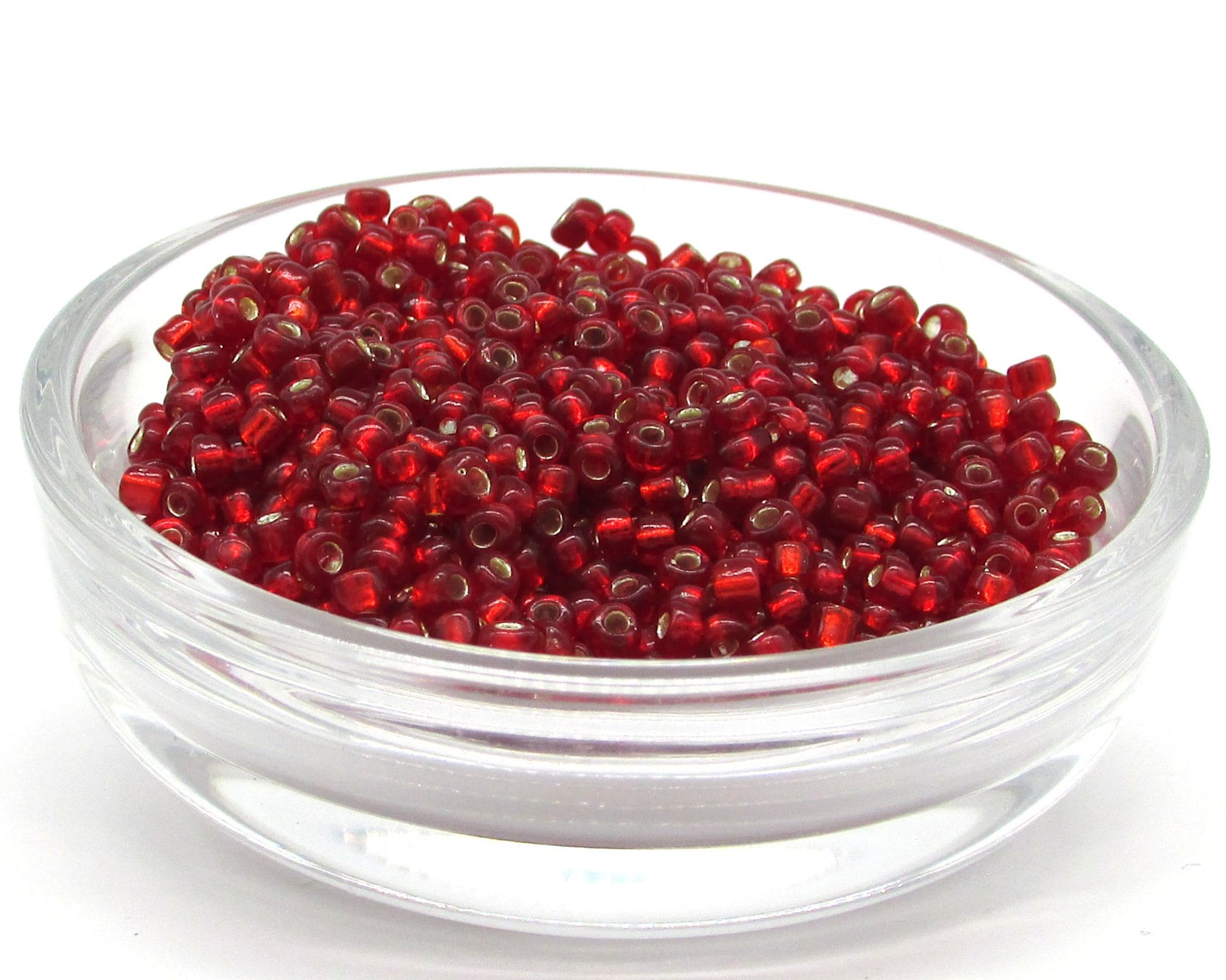 8/0 Round Seed Beads Red Foiled Rocailles