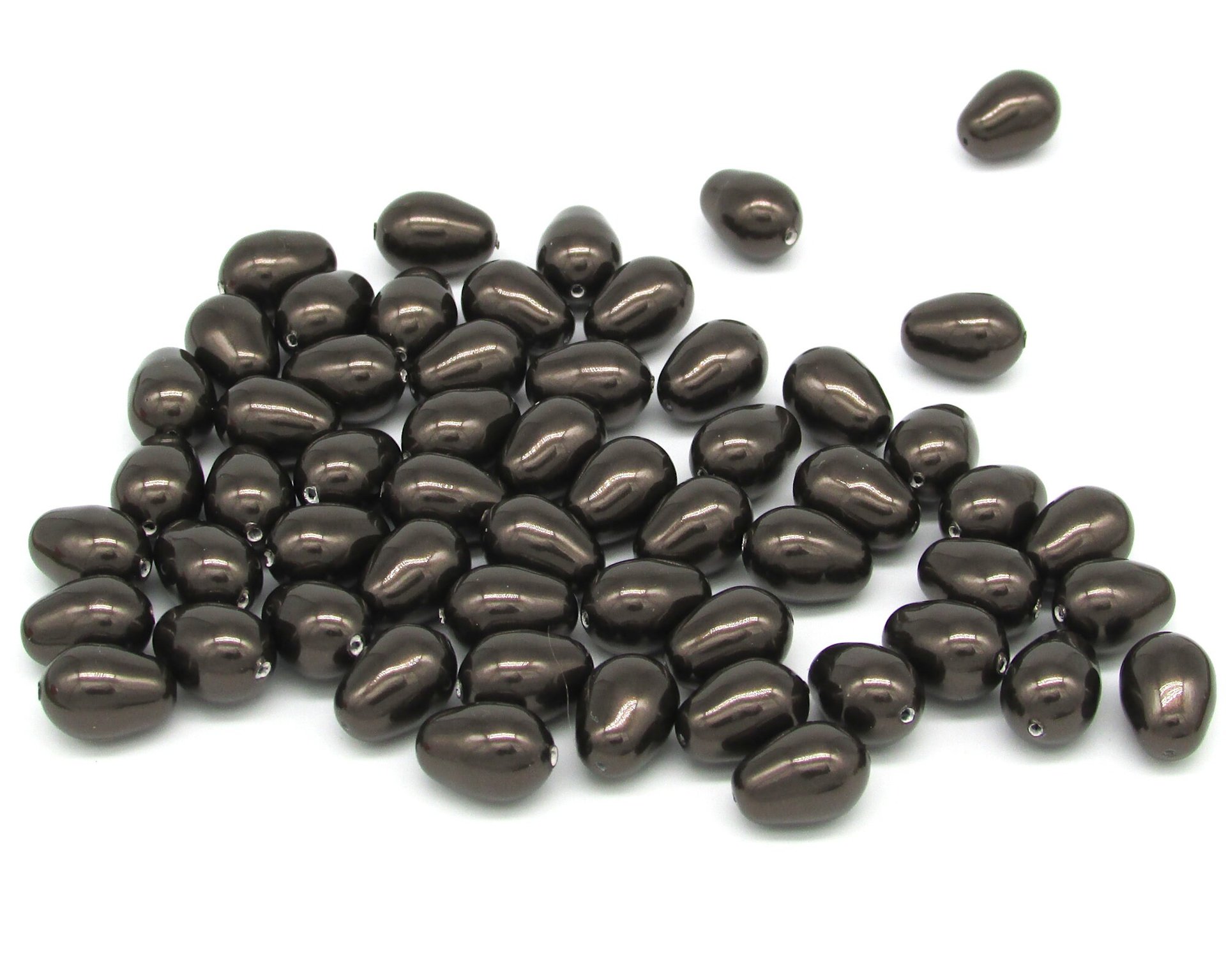 Deep Brown Crystal Pearl Teardrops (10)