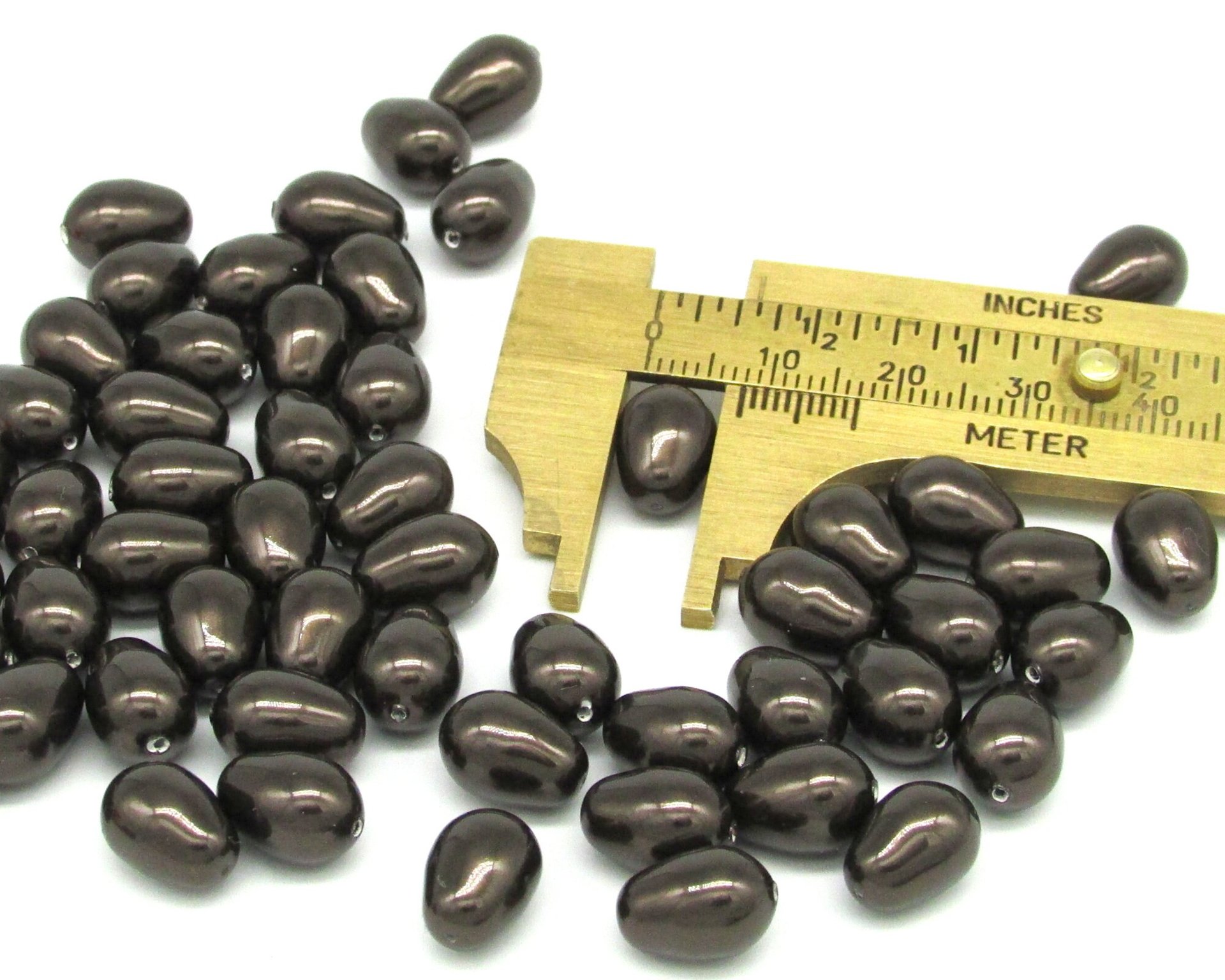 11x8mm Baroque Teardrops, Antique Brass Crystal Pearl Beads