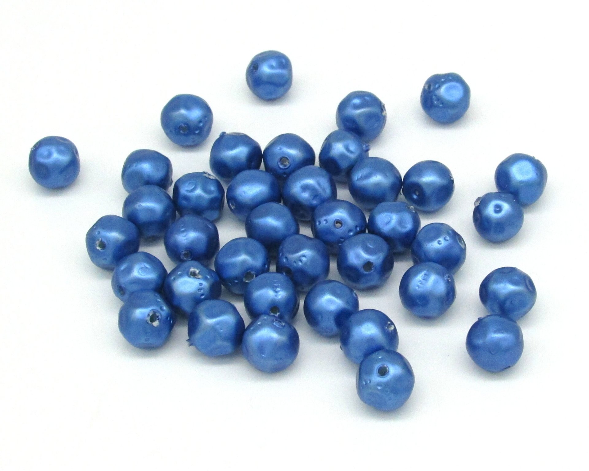 8mm Blue Lustre Pearlized Beads