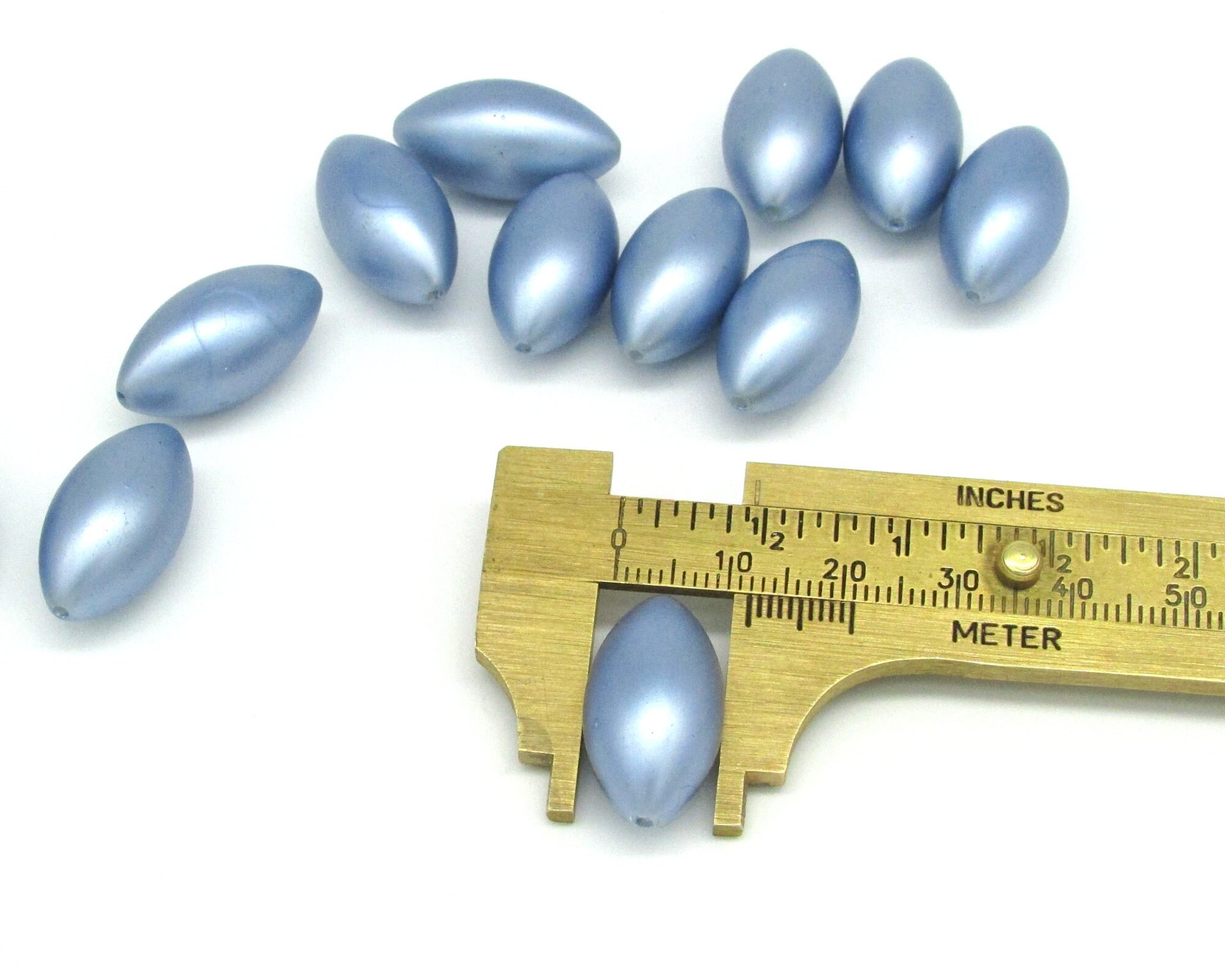 23x12mm Oval Plastic Pearls, Vintage Powder Blue Beads